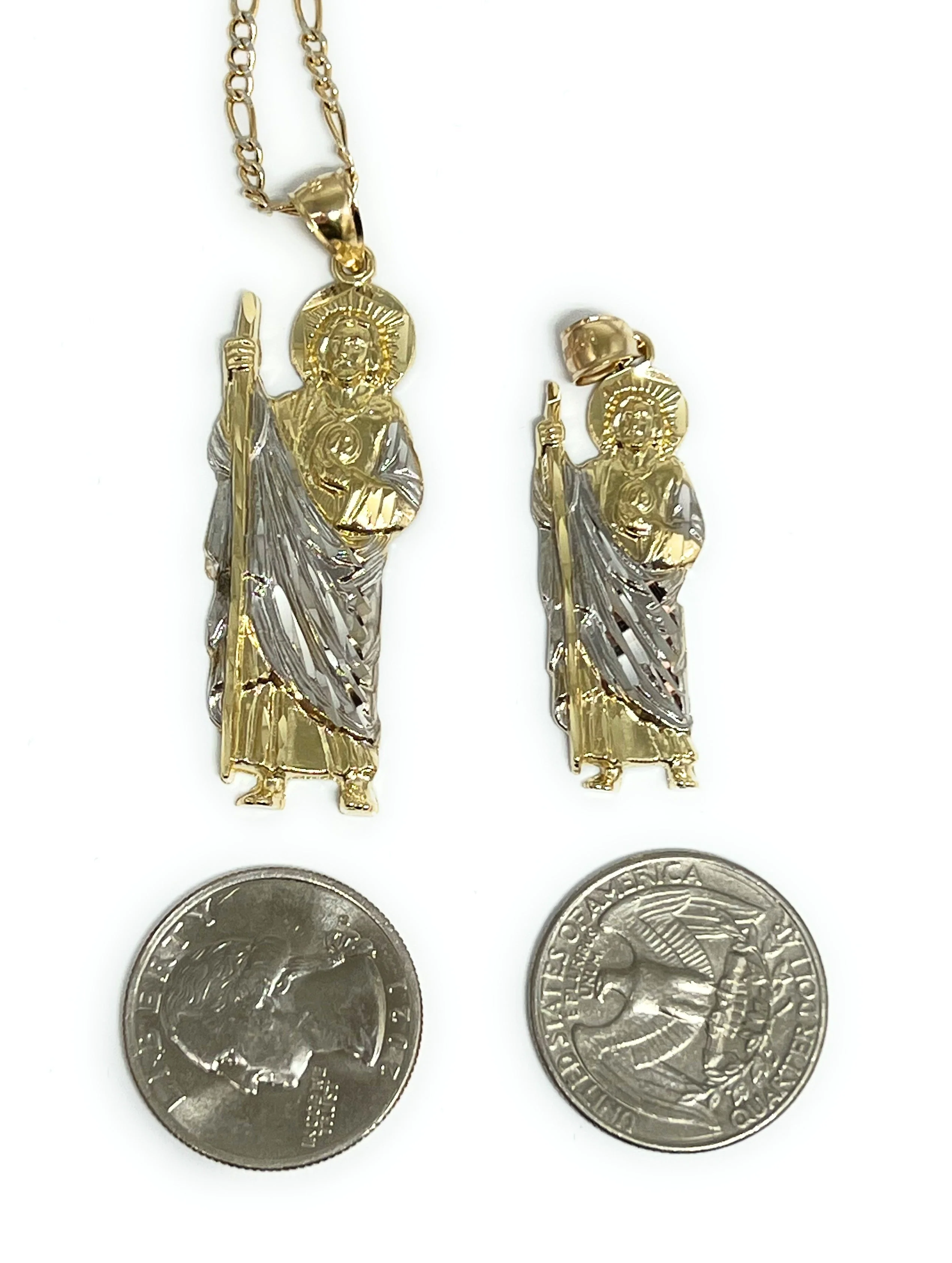 10k Solid Gold Yellow 2-Tone Saan Judas Saaint Jude Pendant (SM, LG) - Image 2