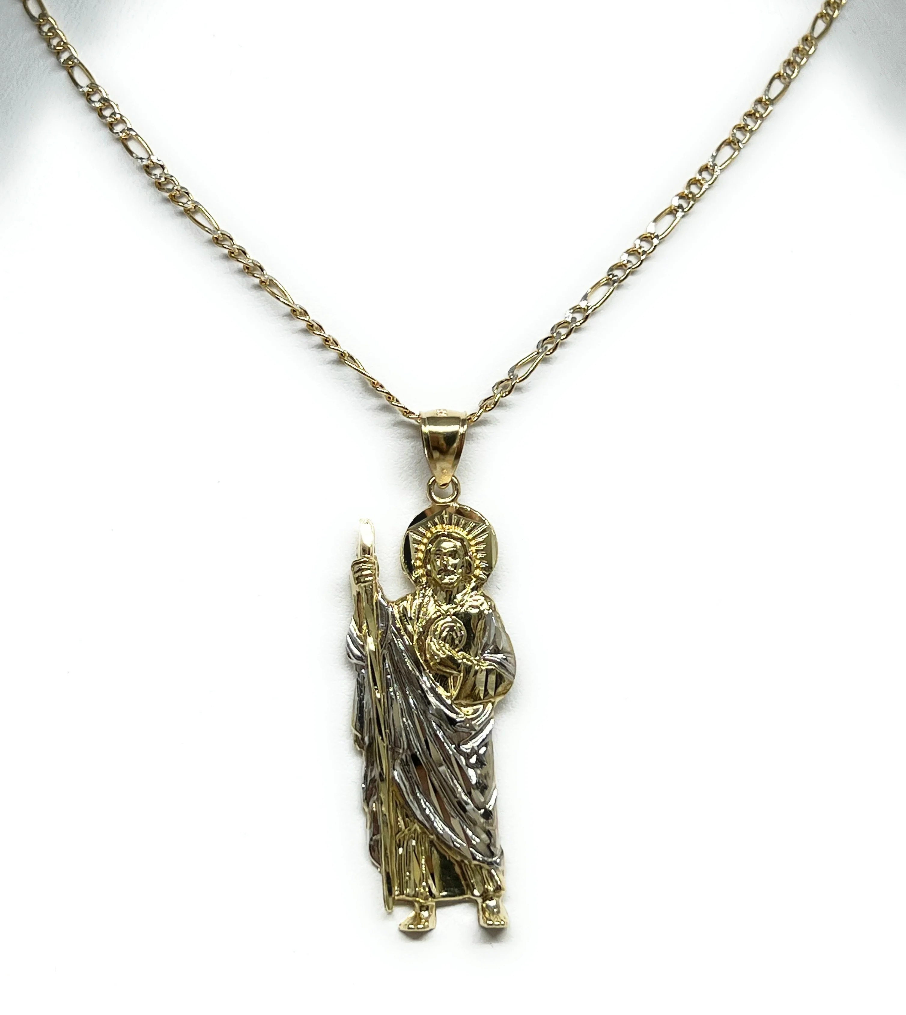 10k Solid Gold Yellow 2-Tone Saan Judas Saaint Jude Pendant (SM, LG) - Image 4