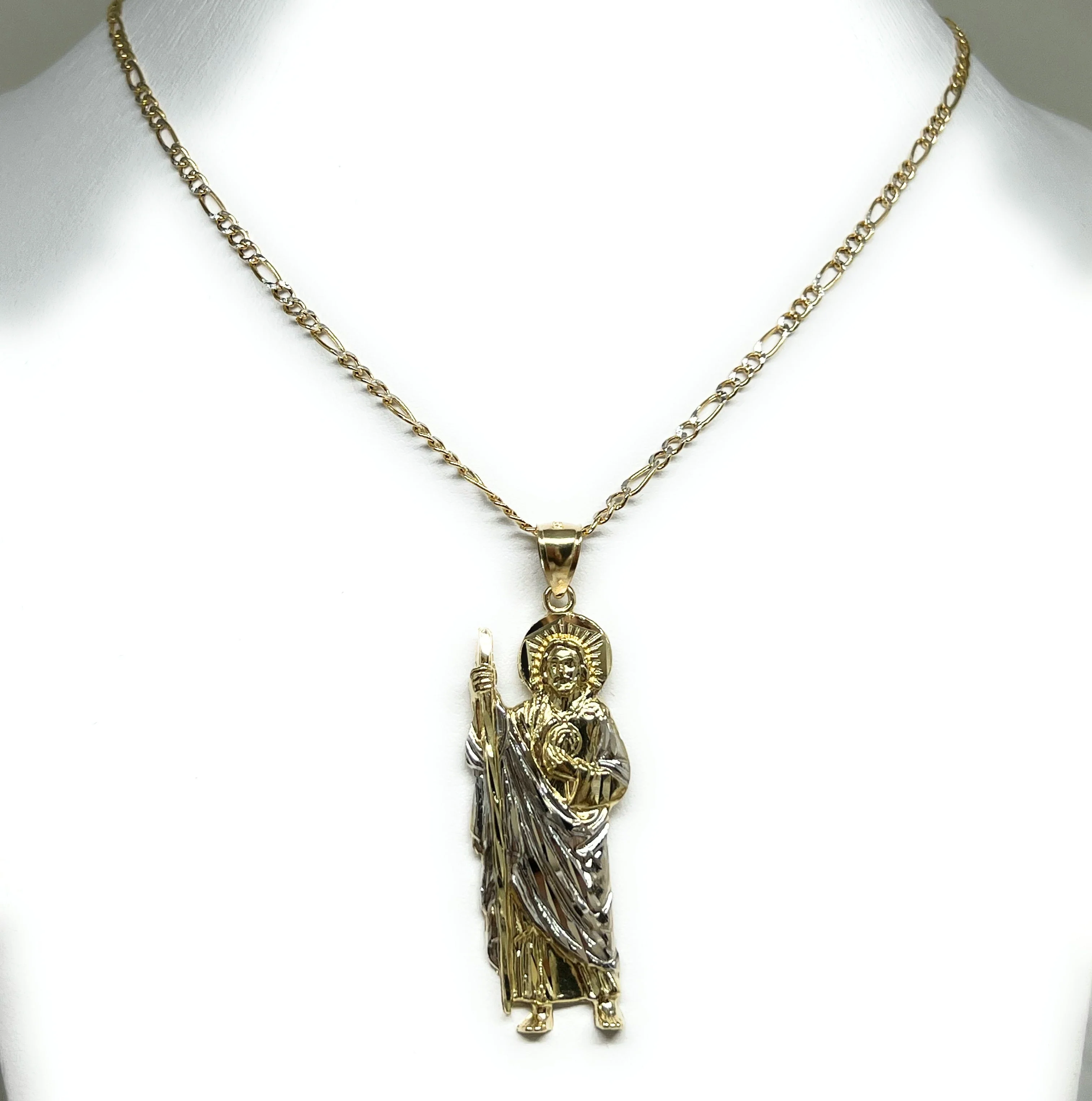 10k Solid Gold Yellow 2-Tone Saan Judas Saaint Jude Pendant (SM, LG) - Image 5