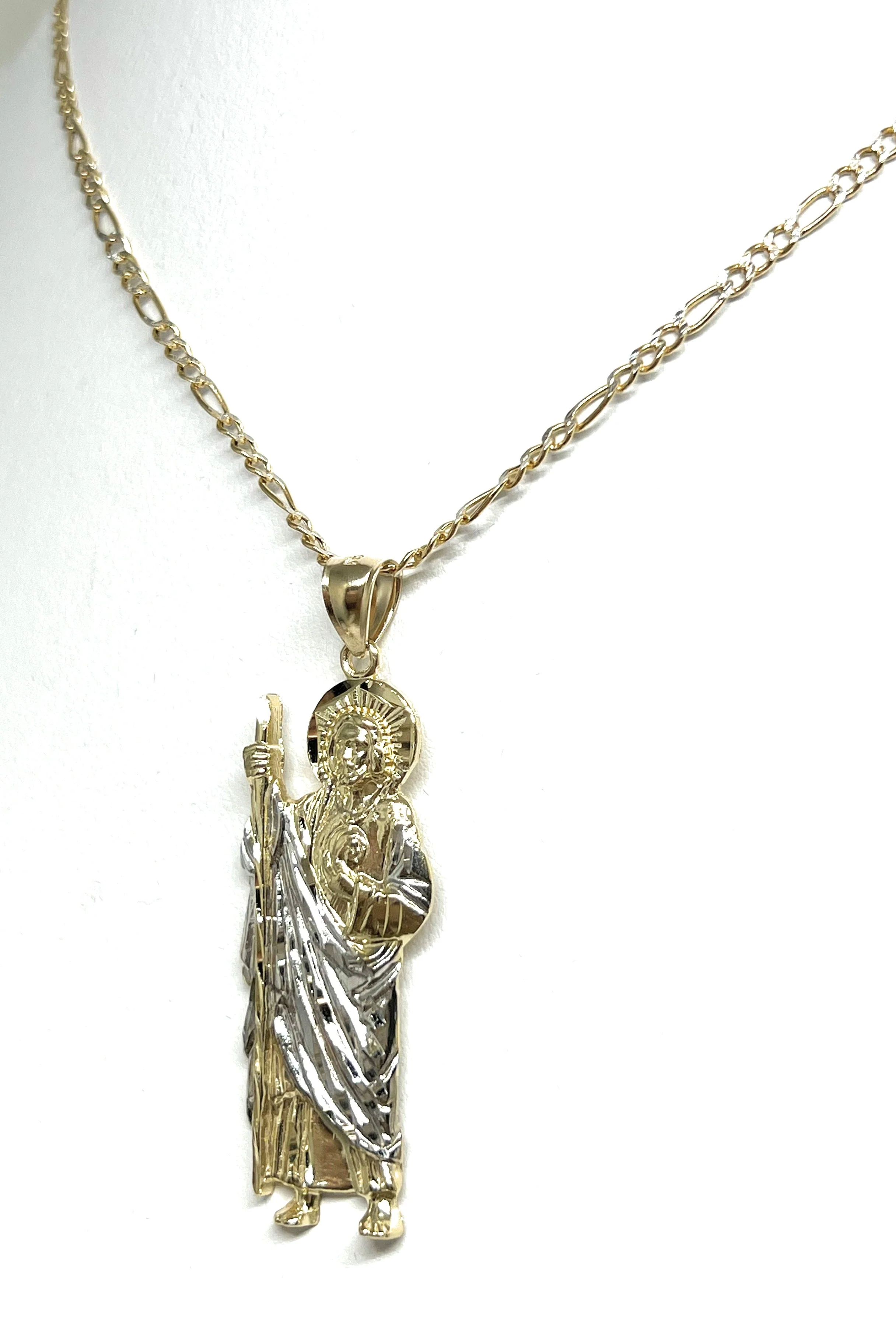10k Solid Gold Yellow 2-Tone Saan Judas Saaint Jude Pendant (SM, LG) - Image 7
