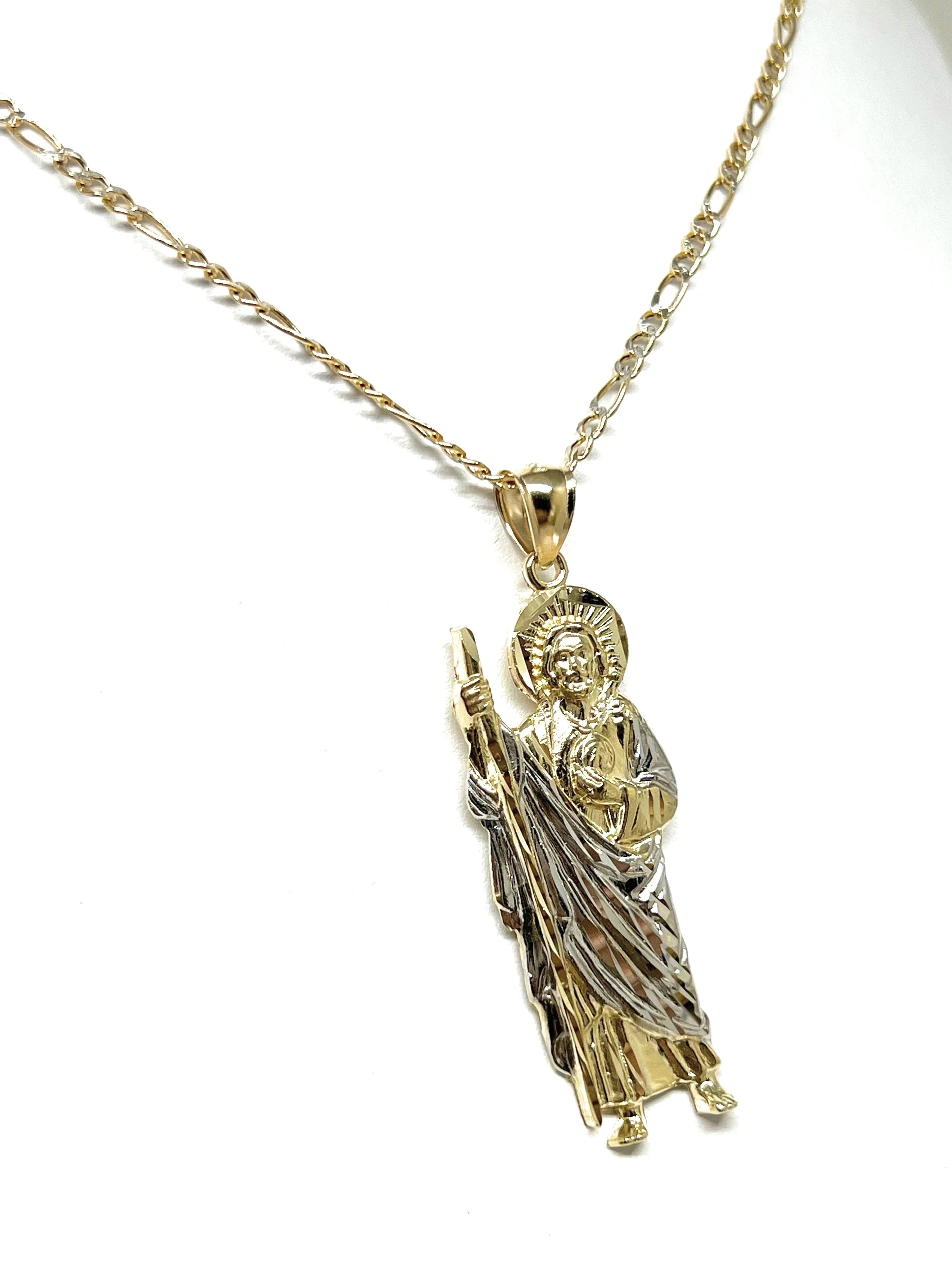 10k Solid Gold Yellow 2-Tone Saan Judas Saaint Jude Pendant (SM, LG) - Image 8