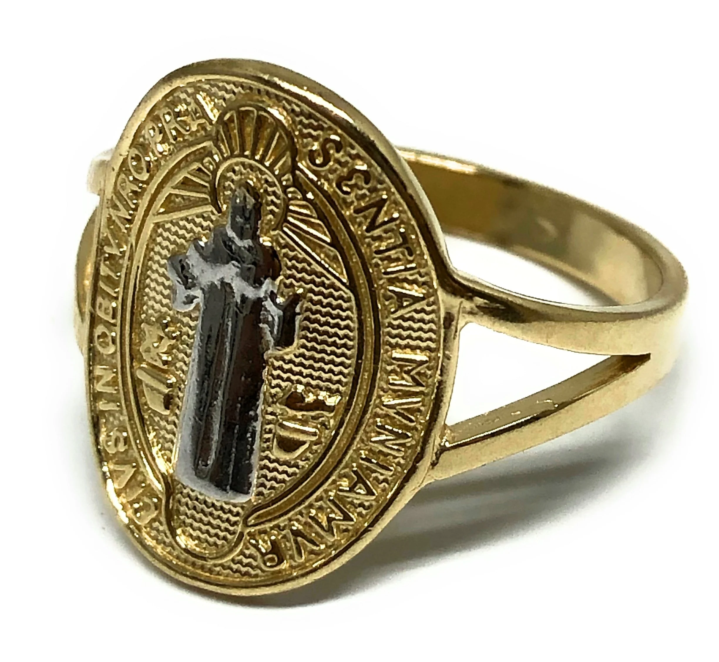 10k Solid Gold Yellow 2-Tone San Bennito Ring - Image 2