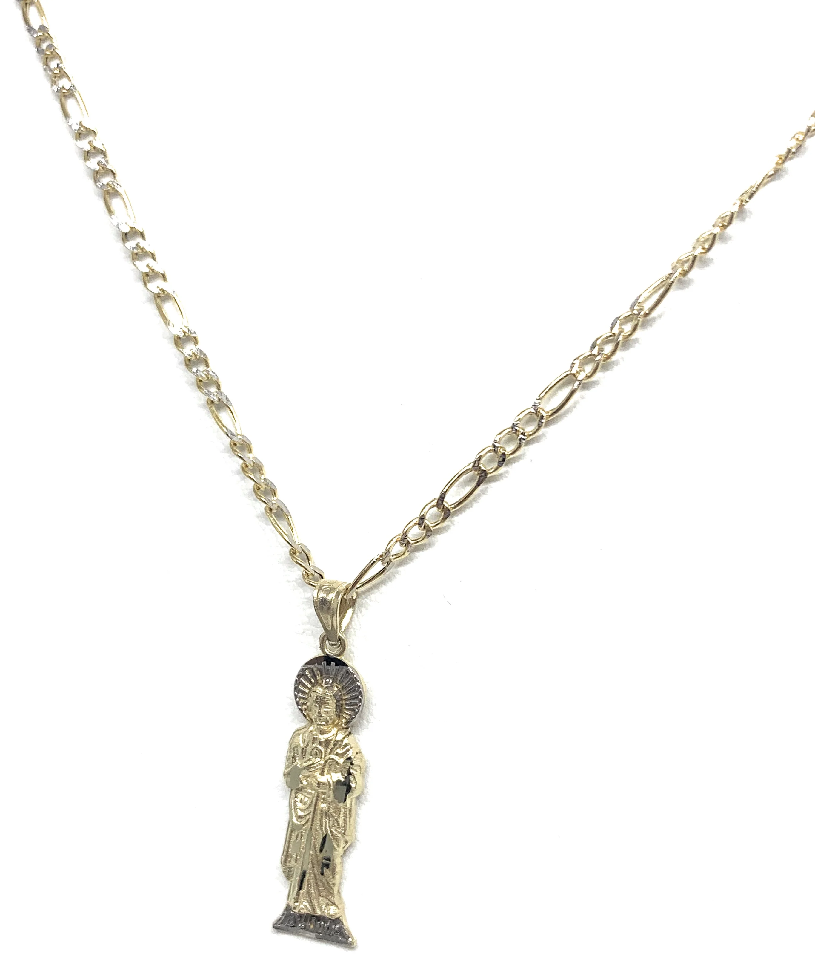 10k Solid Gold Yellow 2-Tone Small Saan Judas Saaint Jude Pendant (SM, LG) - Image 6
