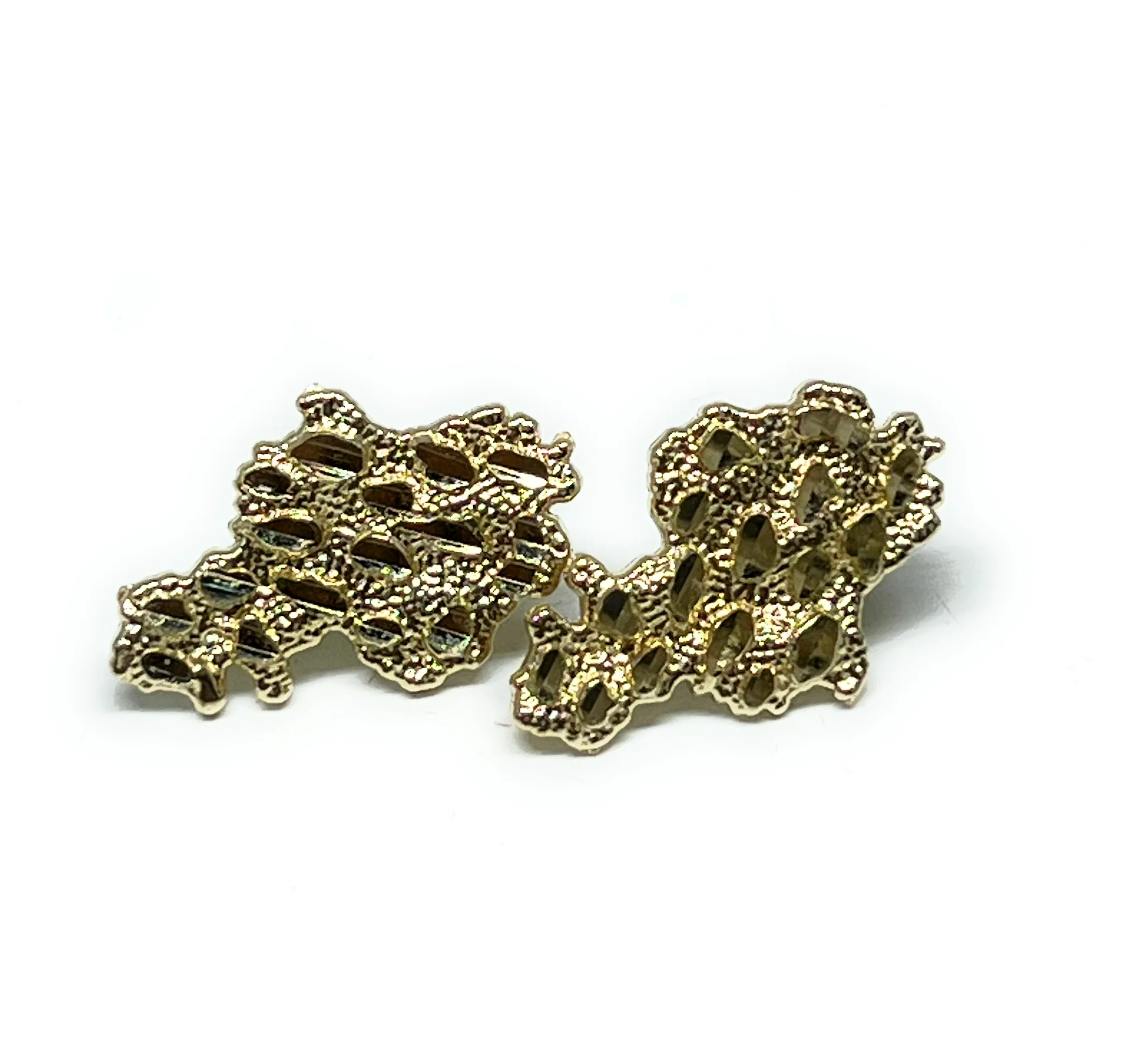 10k Solid Gold Yellow AFRICA SHAPED Nugget Cluster Stud Earrings (SM, MED)