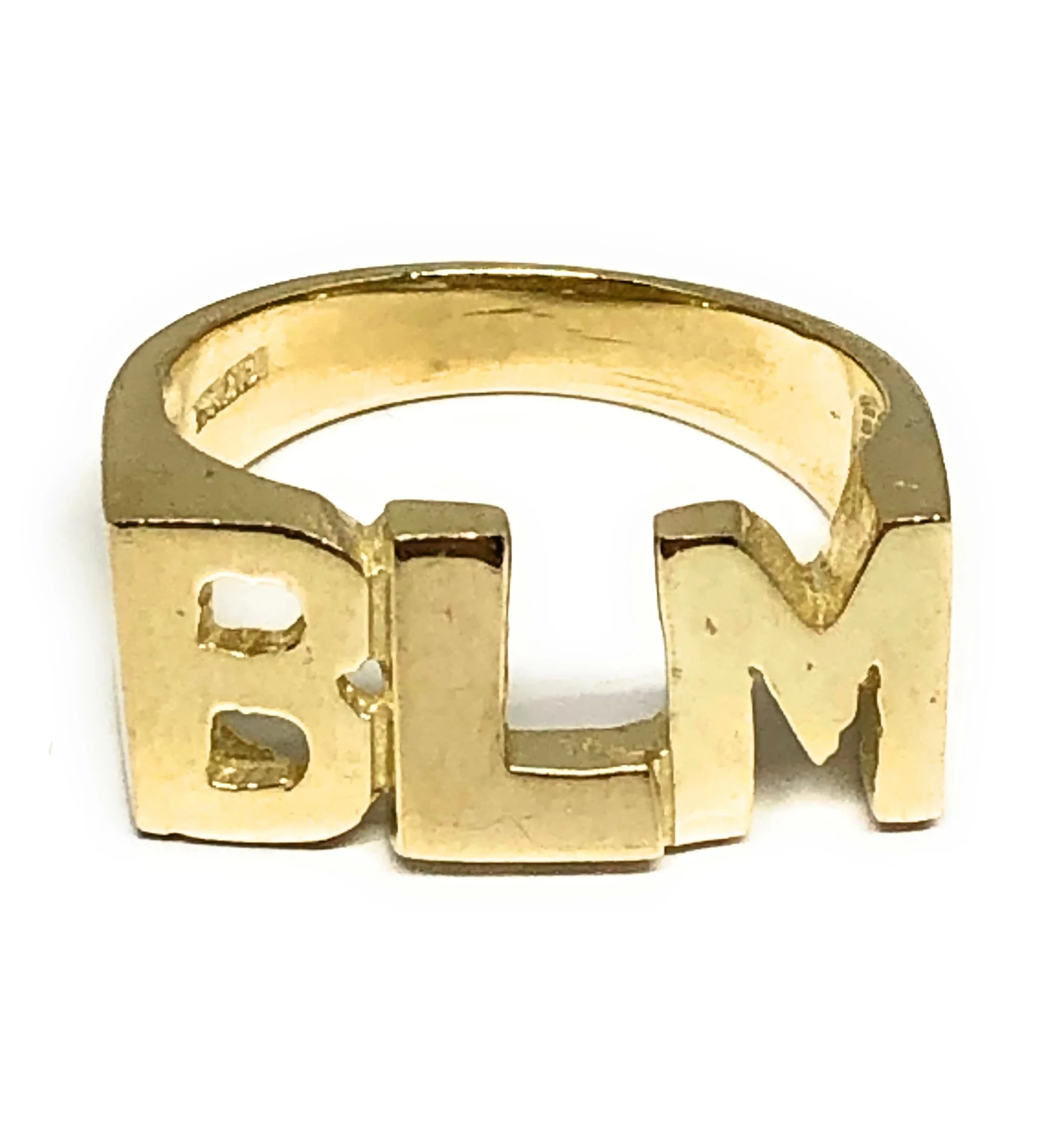 10k Solid Gold Yellow Big "BLM" Ring