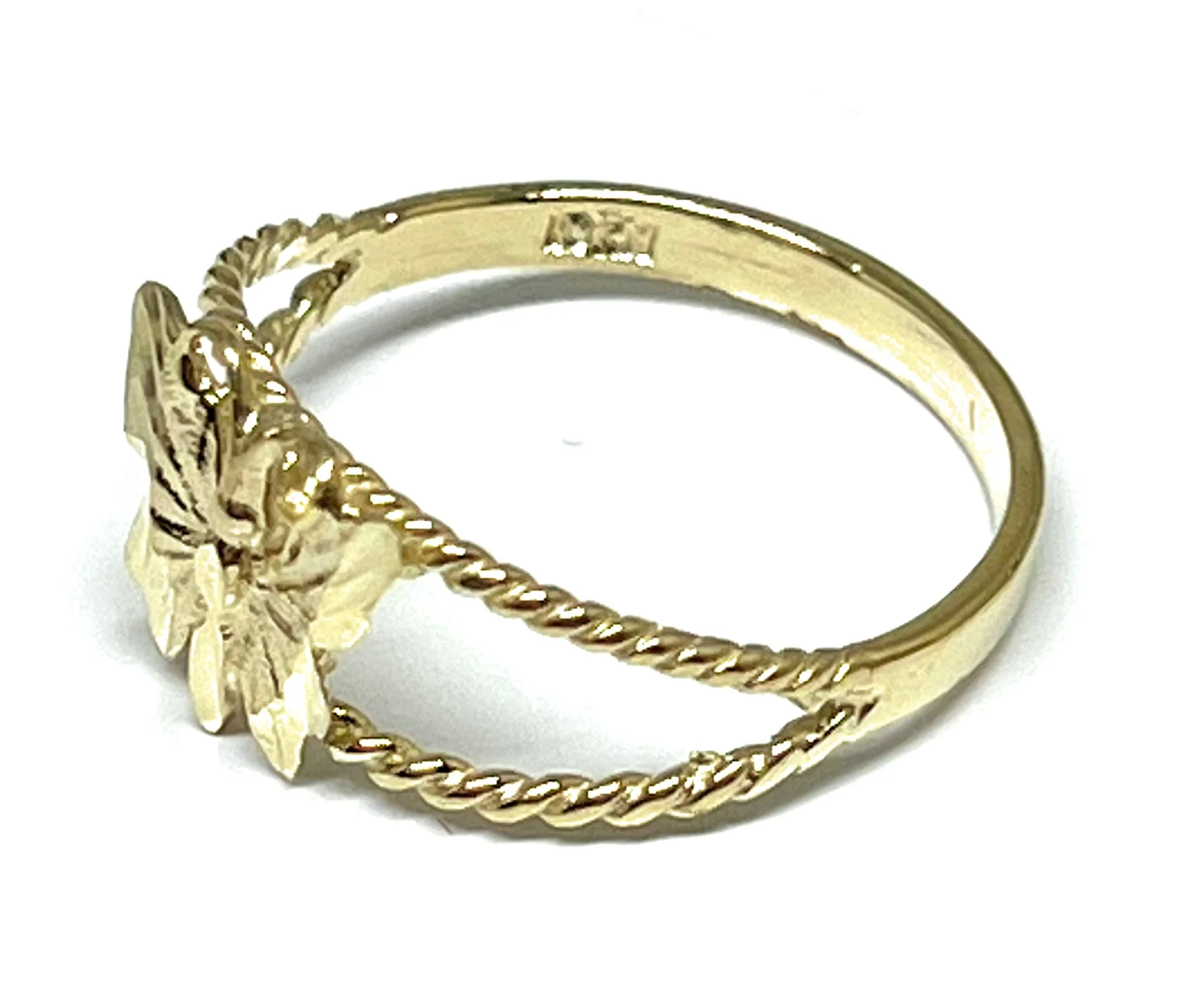 10k Solid Gold Yellow Butterfly Ring - Image 2