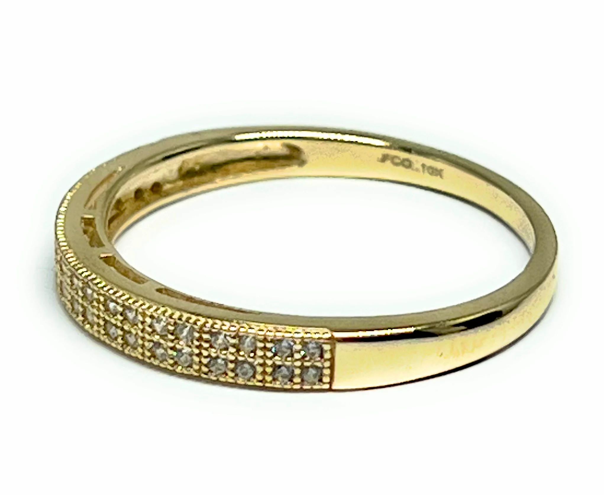 10k Solid Gold Yellow Classic Double Row CZ Band Ring 3mm (FC 255) - Image 2