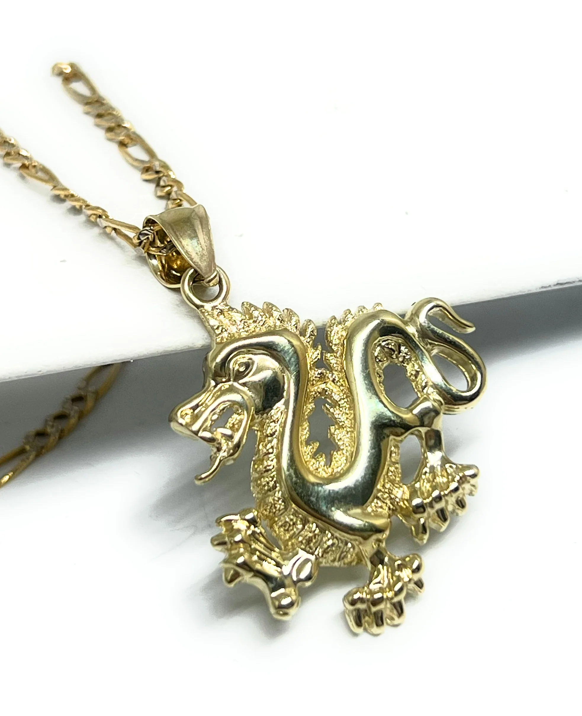 10k Solid Gold Yellow Classic DRAGON Pendant Necklace - Image 3