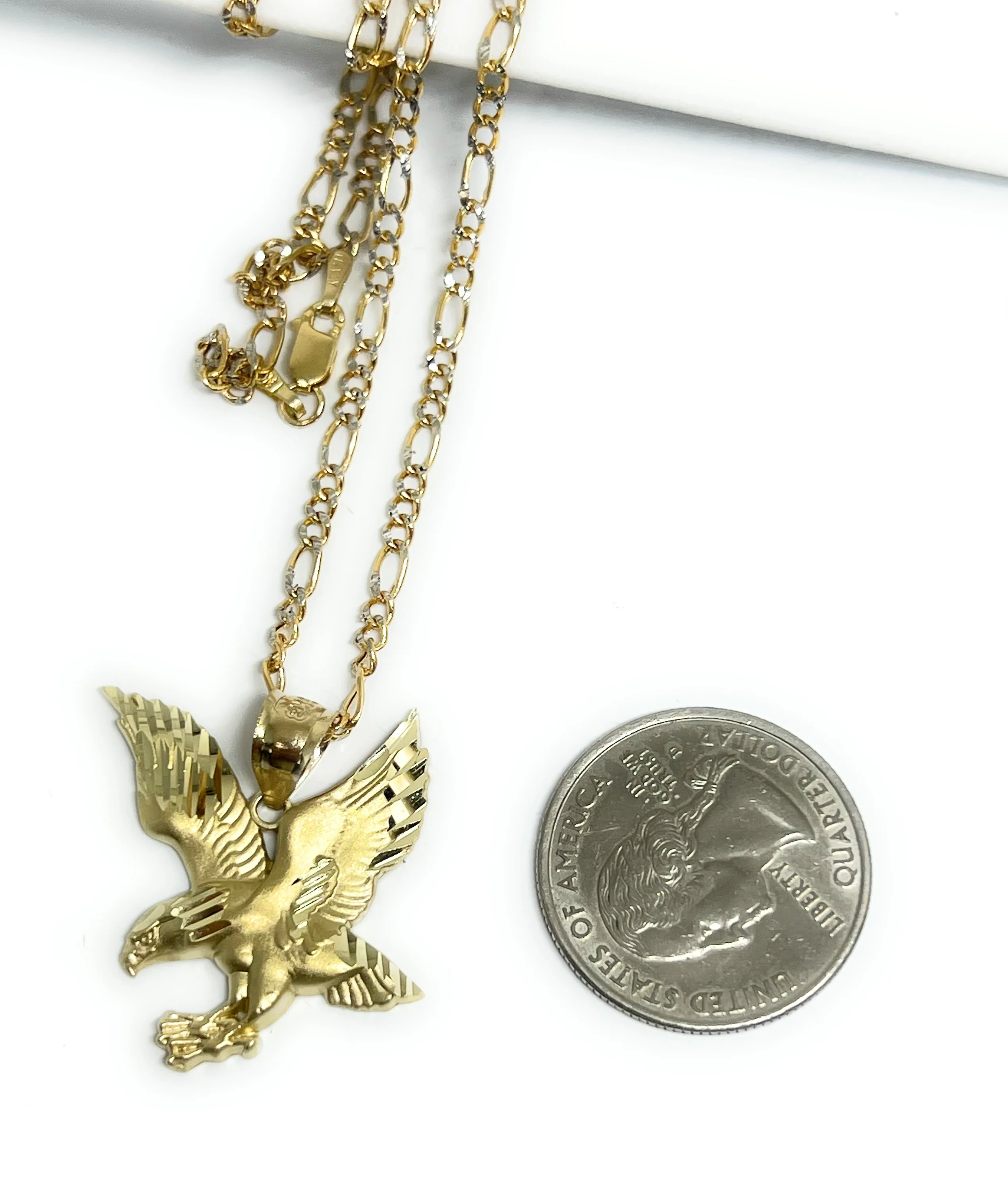 10k Solid Gold Yellow Classic EAGLE Pendant Necklace - Image 2