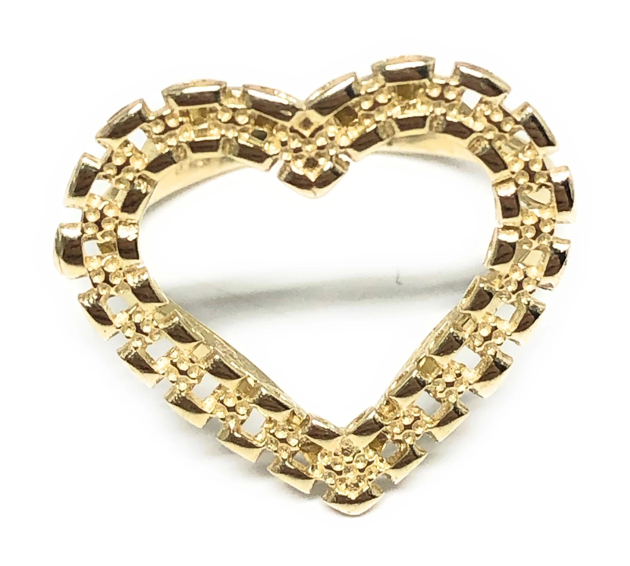 10k Solid Gold Yellow Classic "Rolex" Style Heart Ring (MED, LG)