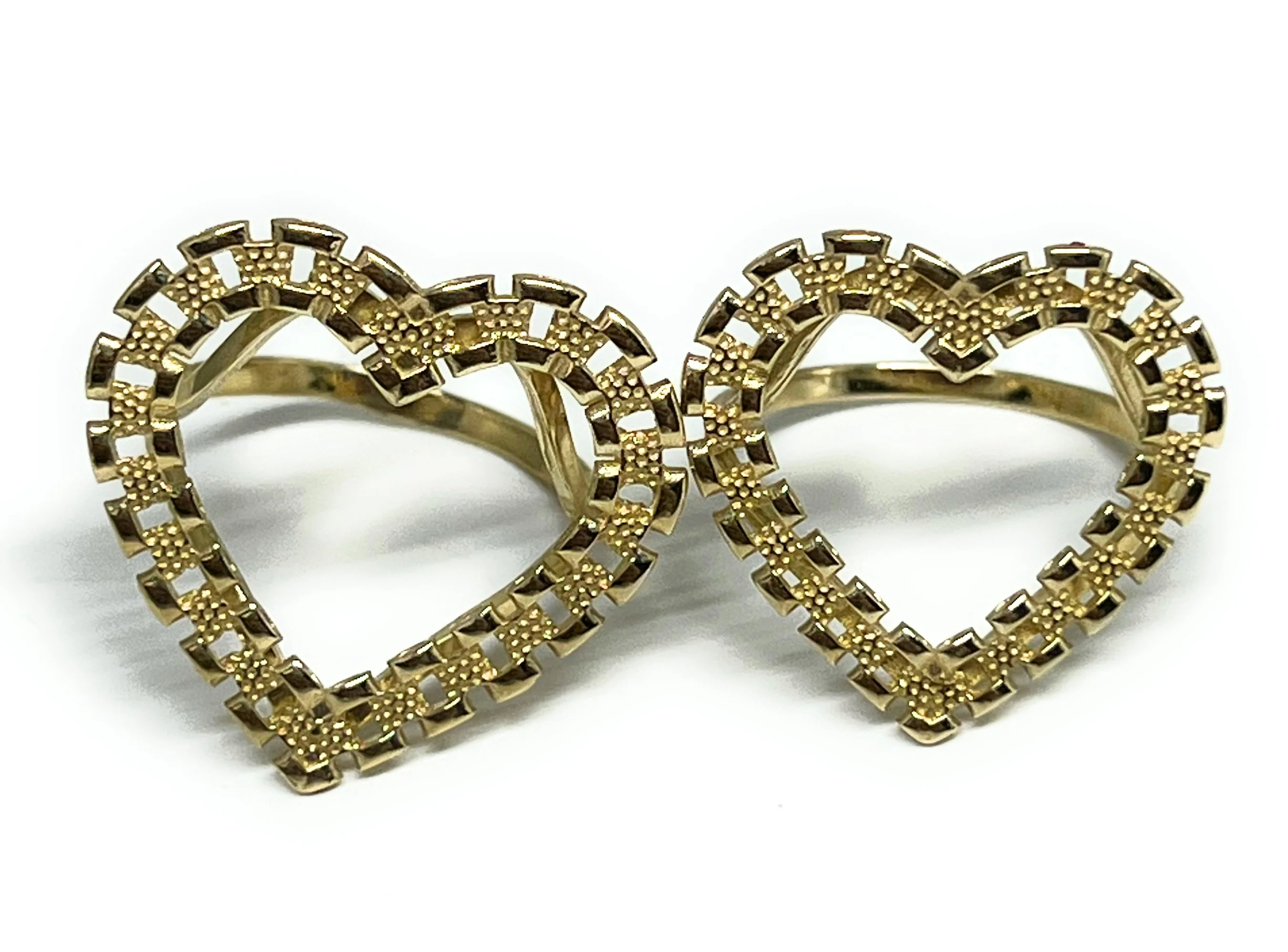 10k Solid Gold Yellow Classic "Rolex" Style Heart Ring (MED, LG) - Image 2