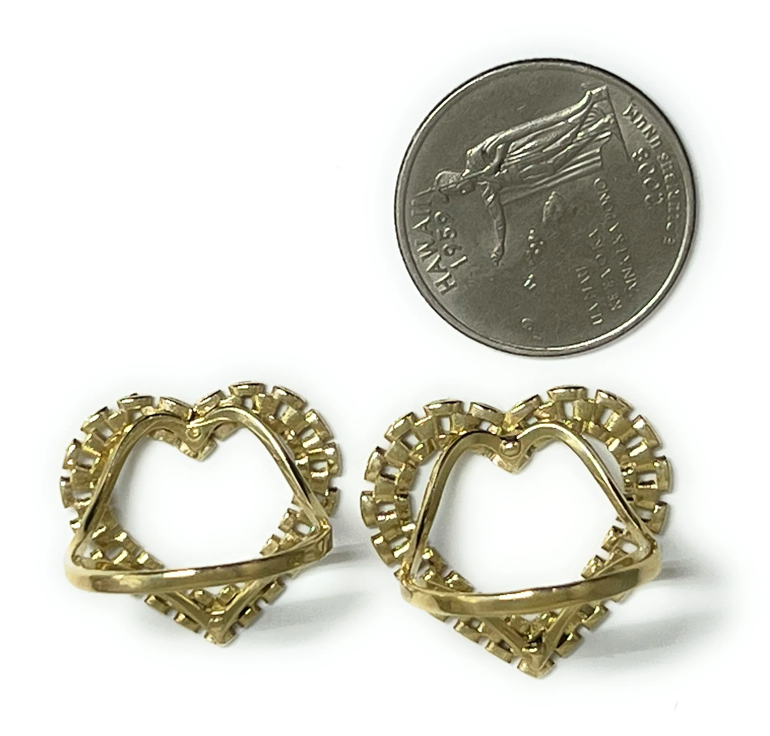10k Solid Gold Yellow Classic "Rolex" Style Heart Ring (MED, LG) - Image 3