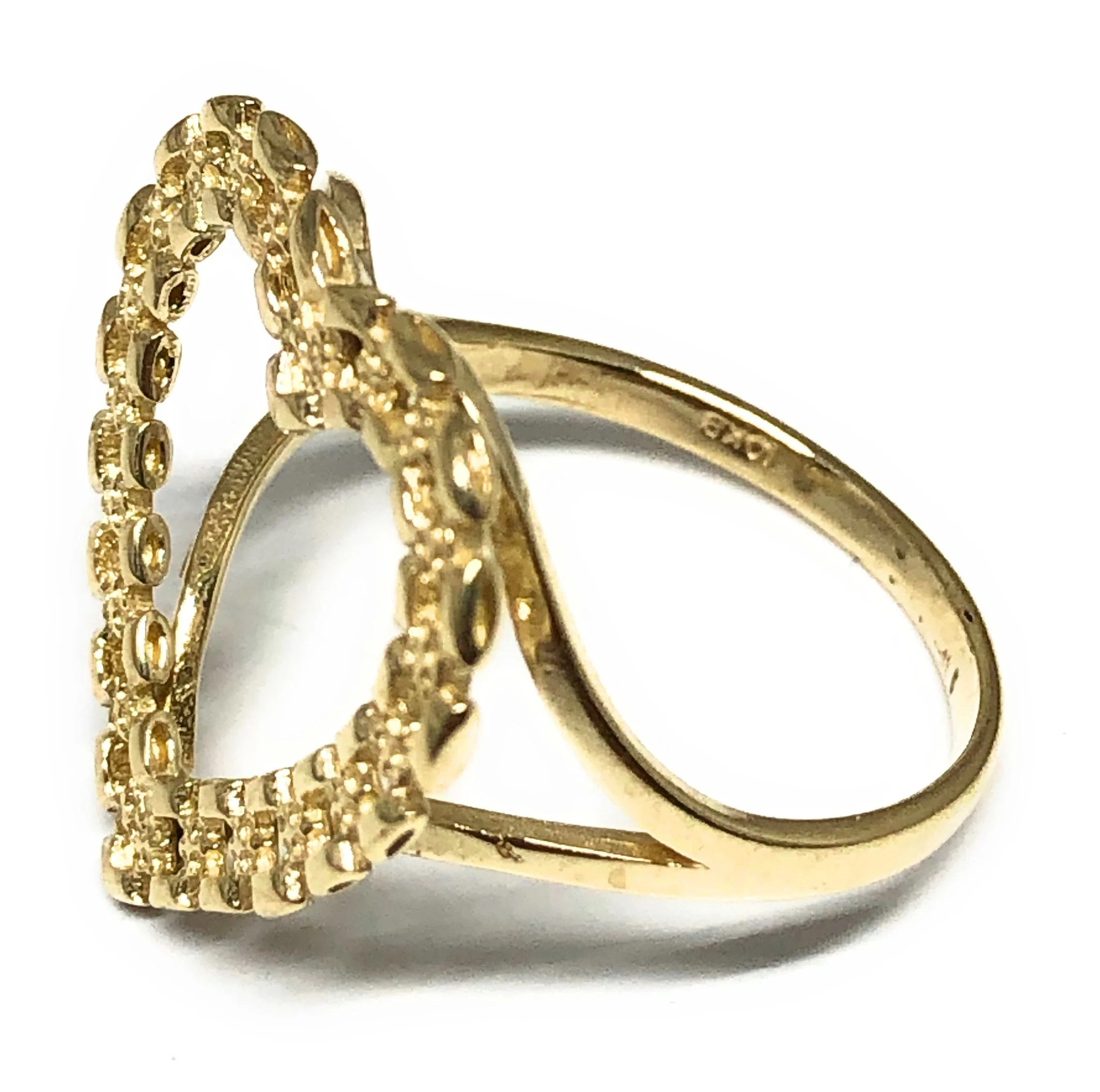 10k Solid Gold Yellow Classic "Rolex" Style Heart Ring (MED, LG) - Image 4