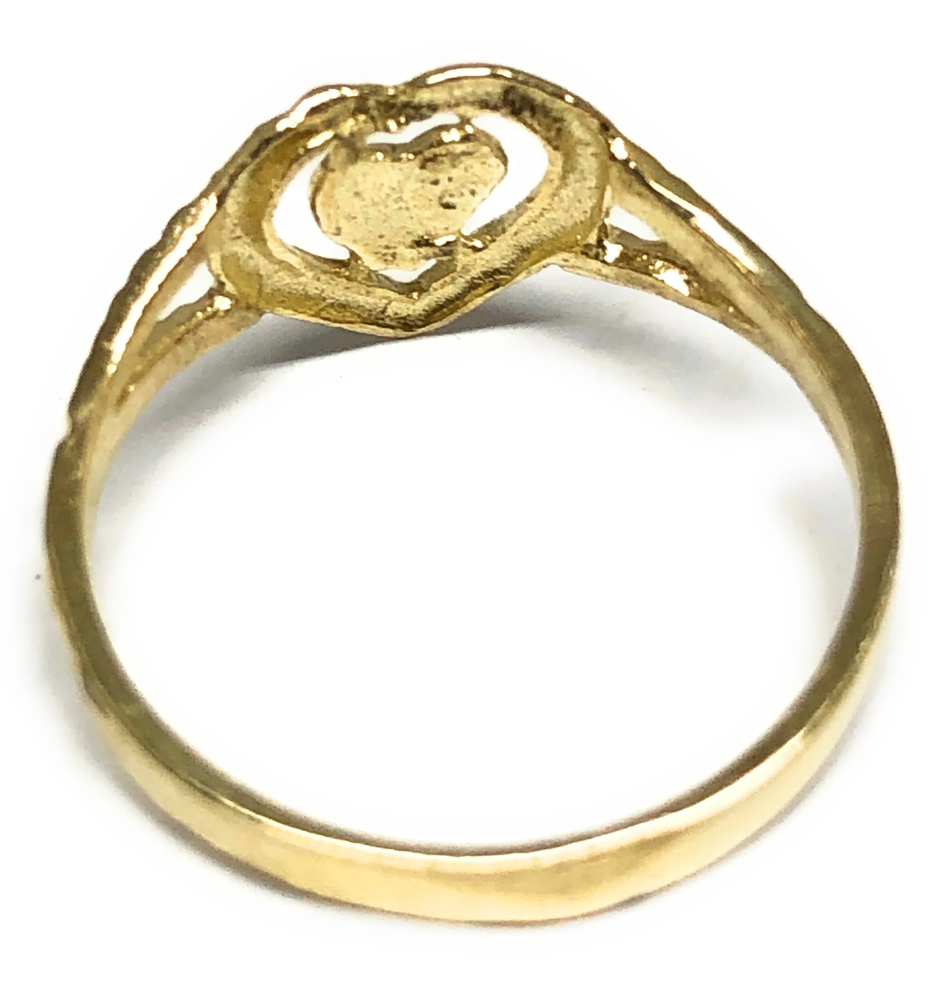 10k Solid Gold Yellow Classic Heart Ring - Image 3