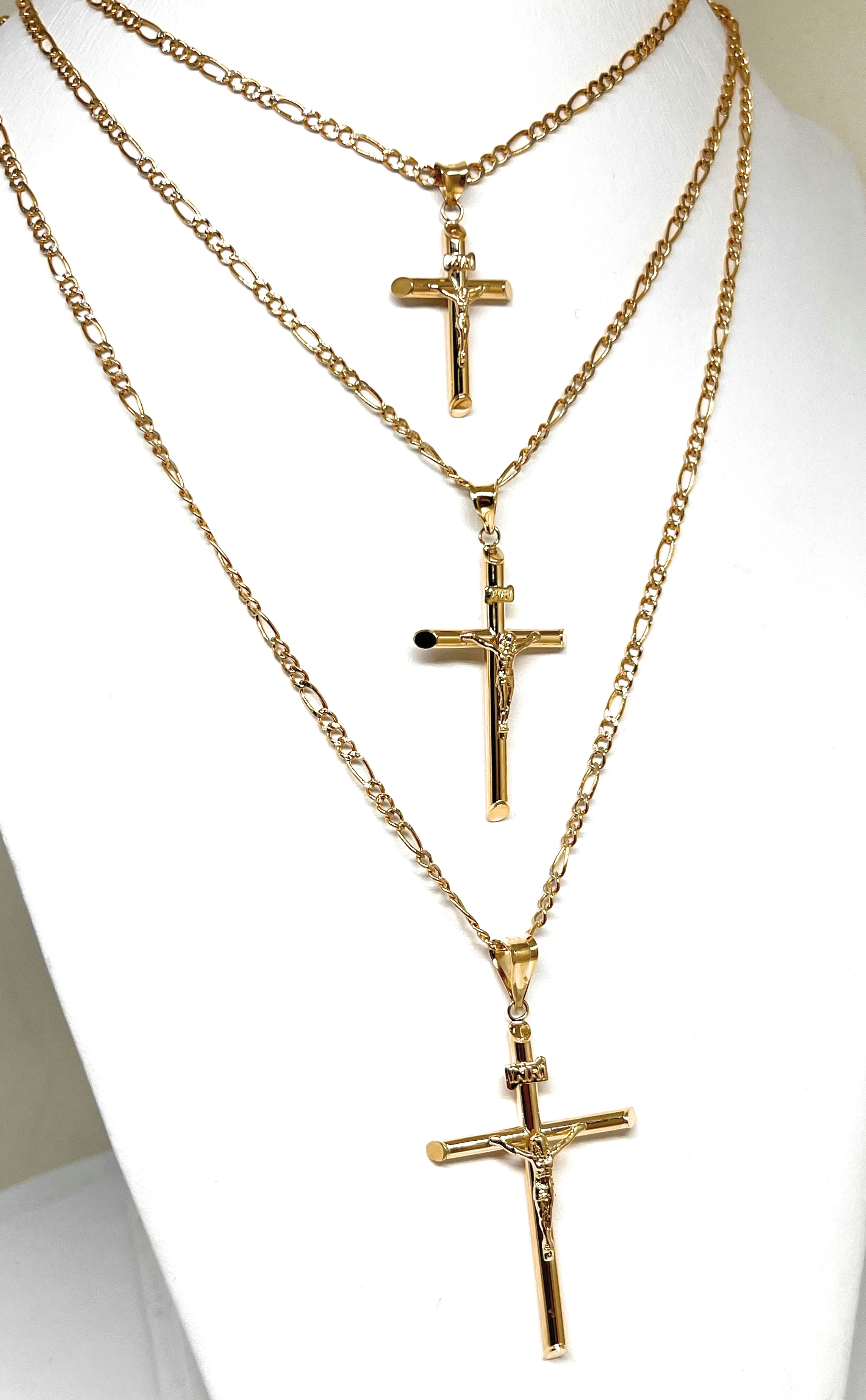 10k Solid Gold Yellow Classic Jesus Cross Crucifix Pendant Necklace (SM, MED, LG, XL) (MADE IN MX) - Image 6