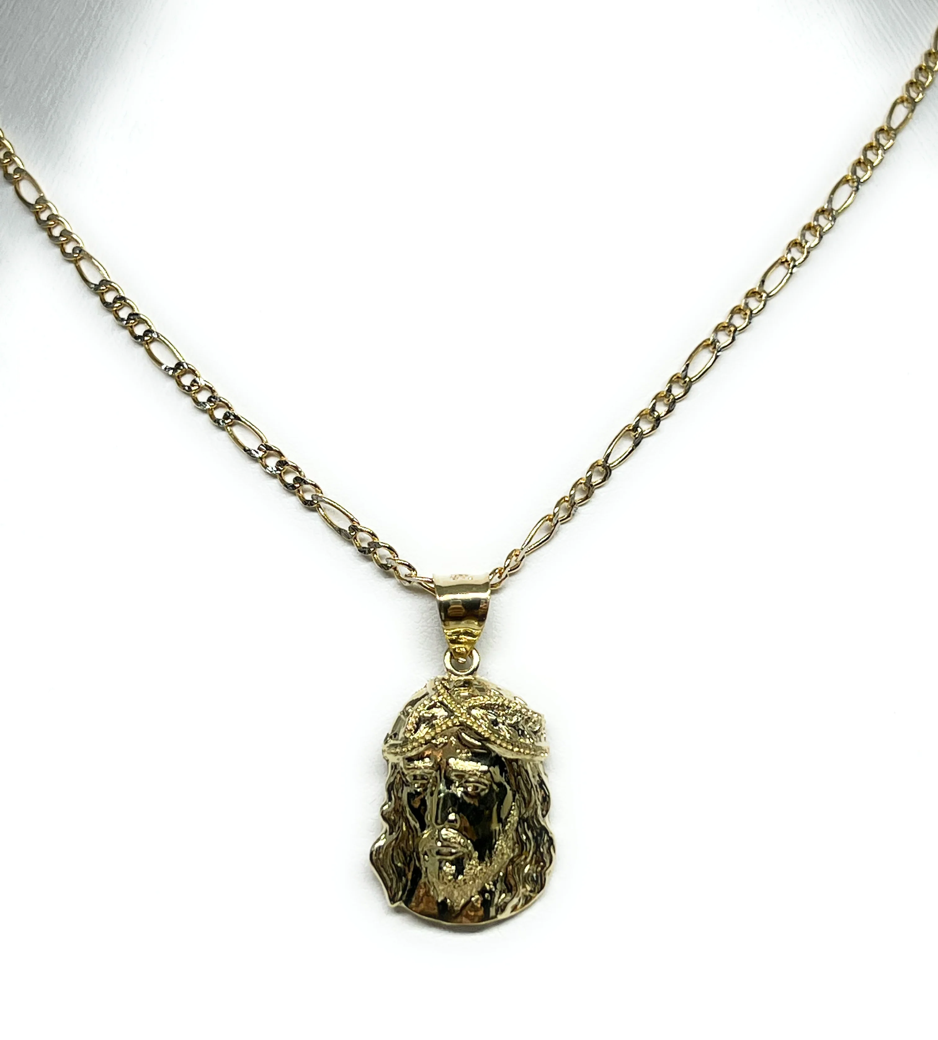 10k Solid Gold Yellow Classic Jesus Face Pendant Necklace (SM, MED, LG) - Image 6