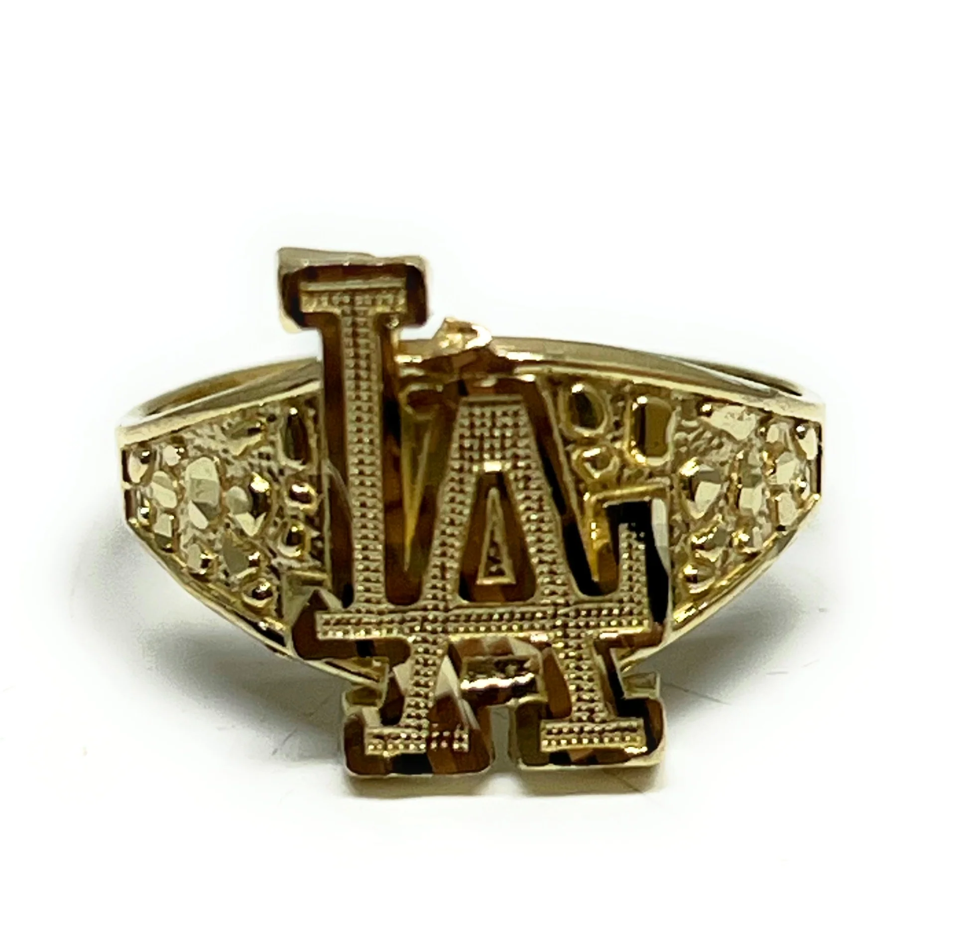 10k Solid Gold Yellow Classic "LA" (Los Angeles) Nugget Ring