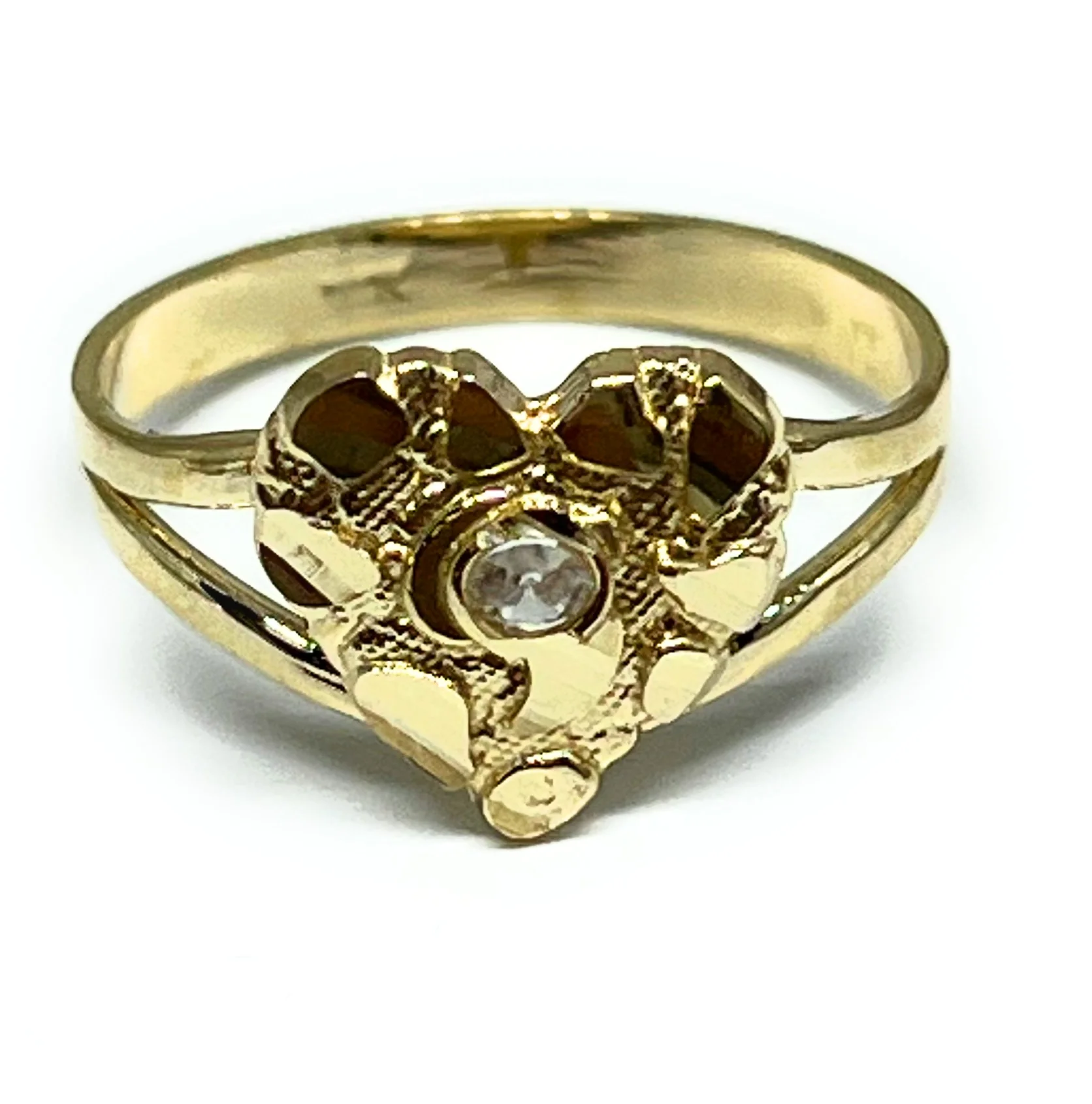 10k Solid Gold Yellow Classic Nugget Heart Ring (SM) - Image 5
