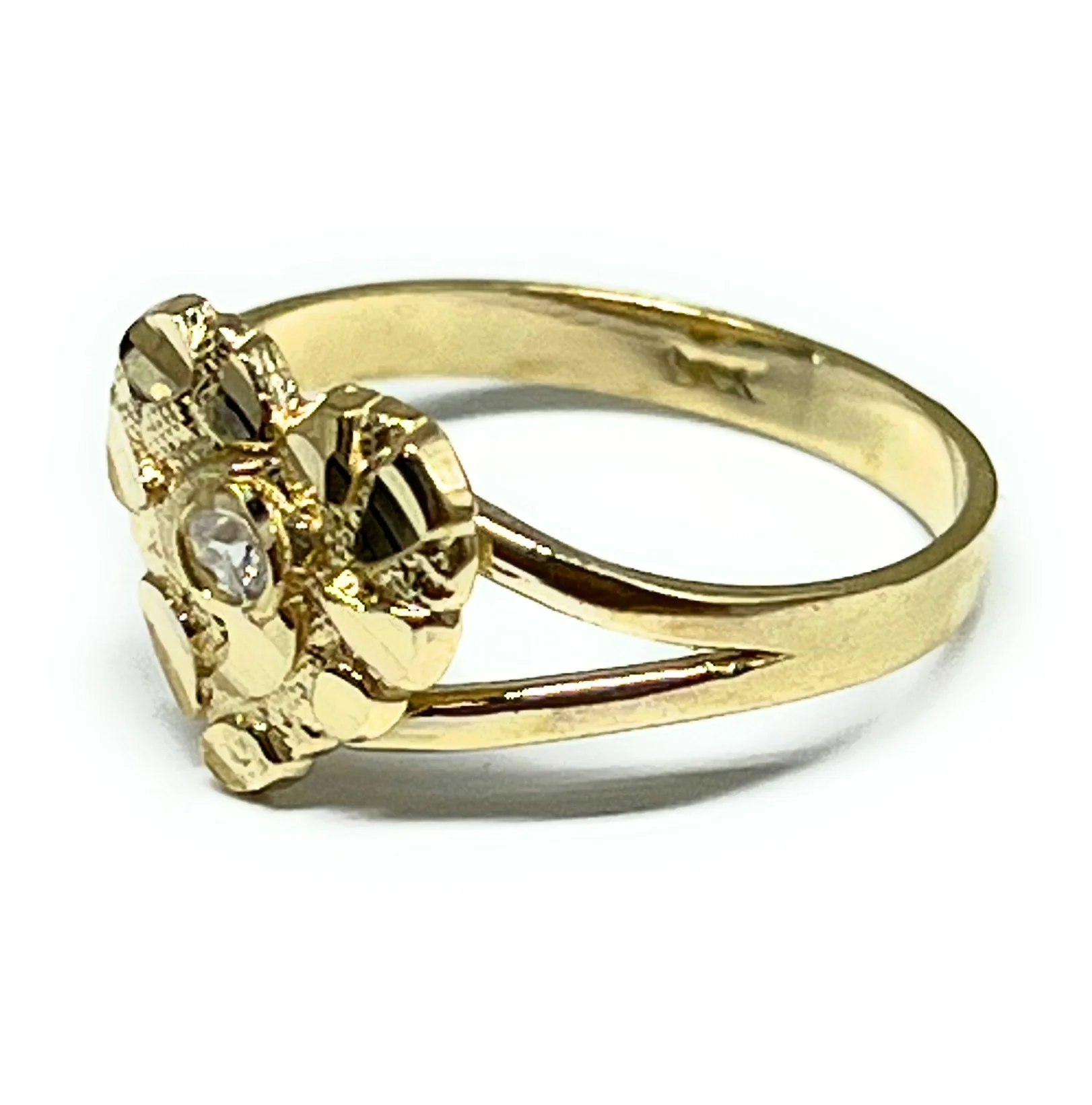 10k Solid Gold Yellow Classic Nugget Heart Ring (SM) - Image 6