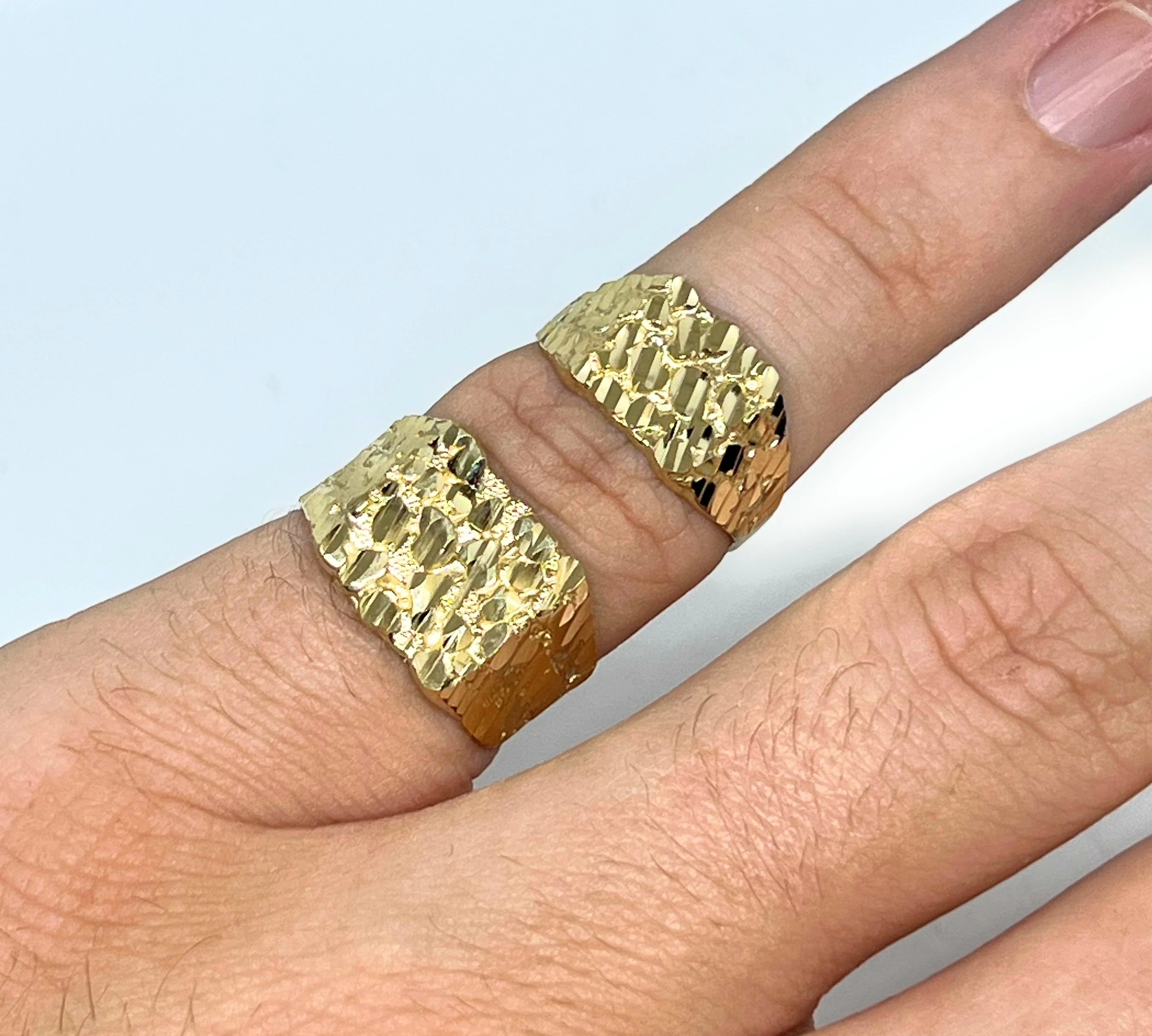 10k Solid Gold Yellow Classic Nugget Ring (MED,LG) (FC) - Image 2