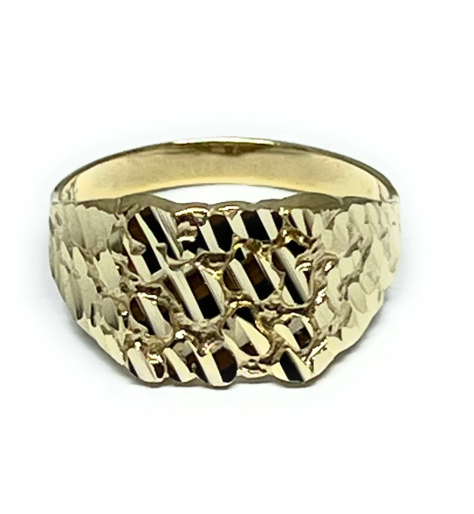 10k Solid Gold Yellow Classic Nugget Ring (MED,LG) (FC) - Image 3