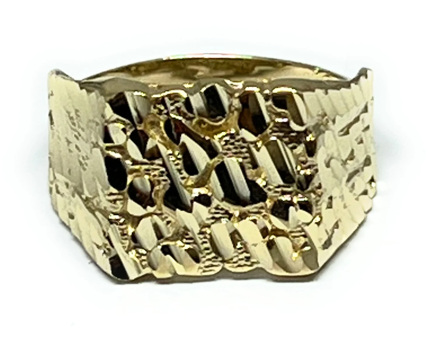 10k Solid Gold Yellow Classic Nugget Ring (MED,LG) (FC) - Image 6