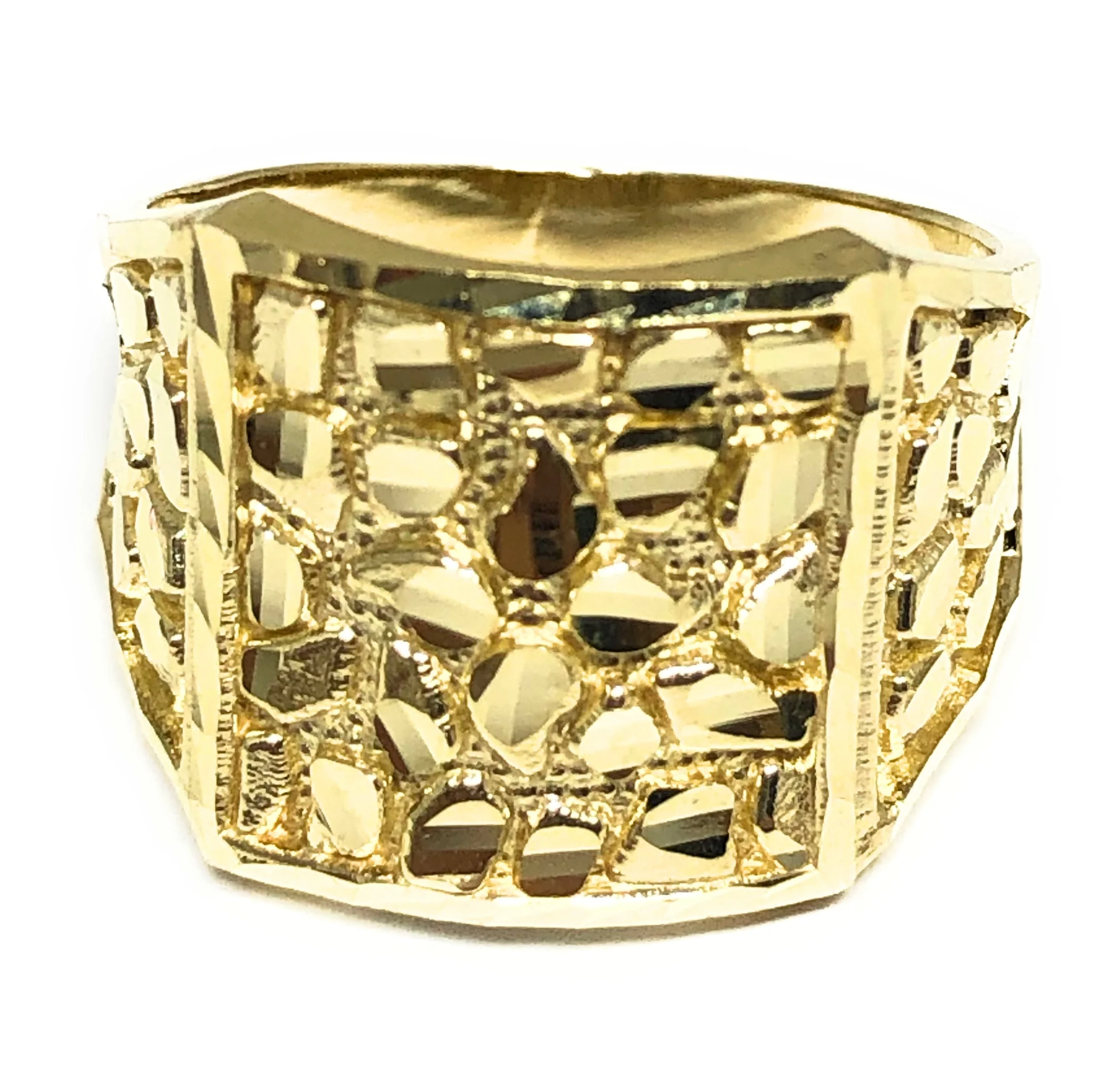 10k Solid Gold Yellow Classic Nugget Square Ring (LG) (5g)