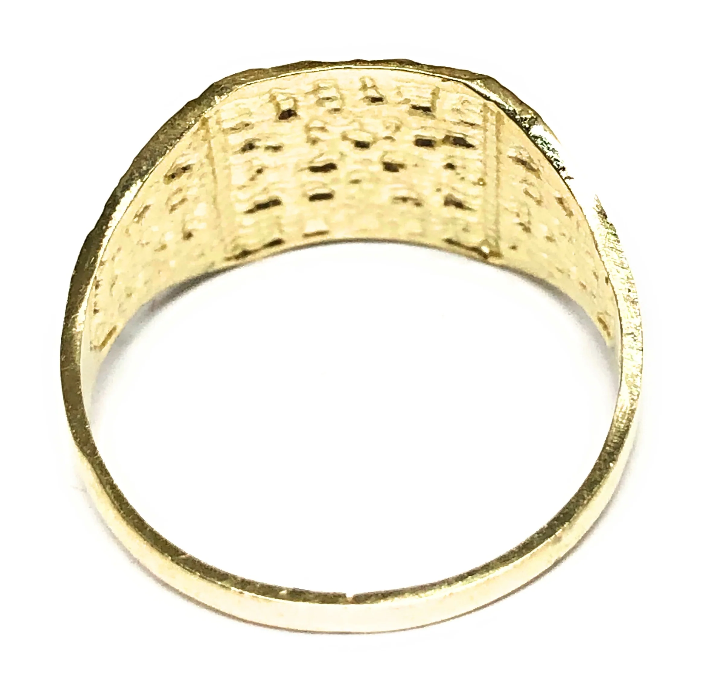 10k Solid Gold Yellow Classic Nugget Square Ring (SM, XS) - Image 4