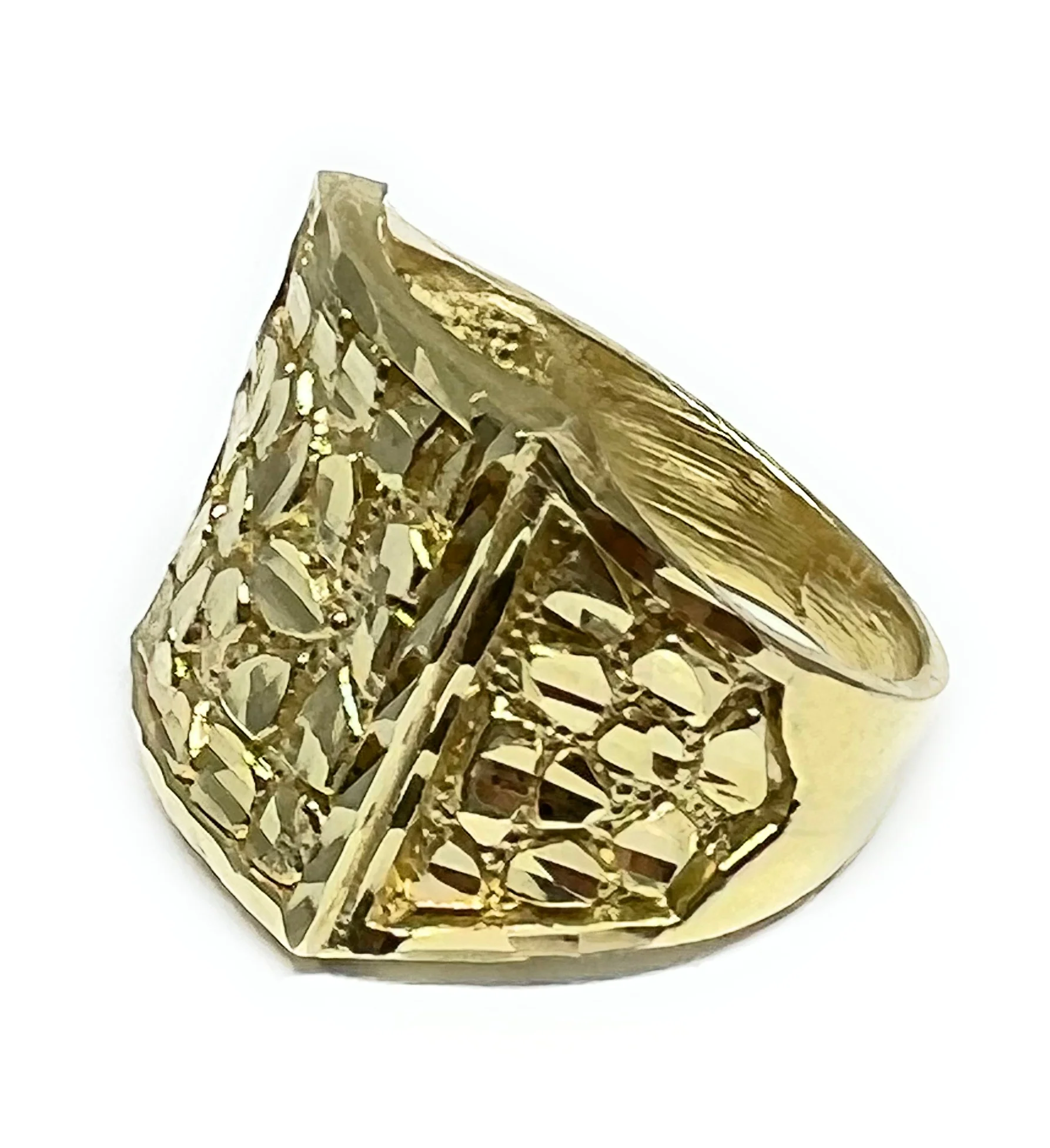 10k Solid Gold Yellow Classic Nugget Square Ring (XL) (6.9g) - Image 2
