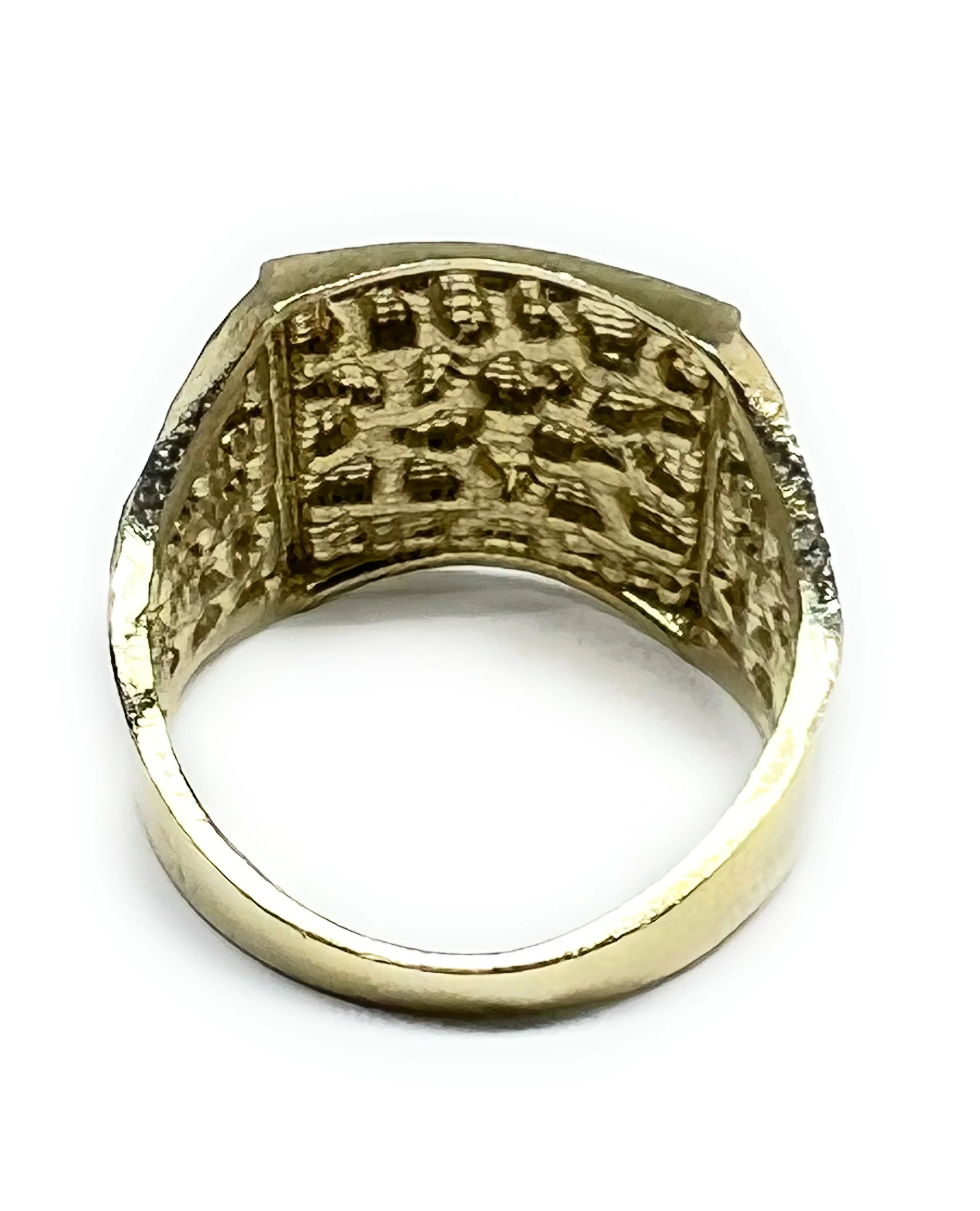 10k Solid Gold Yellow Classic Nugget Square Ring (XL) (6.9g) - Image 3