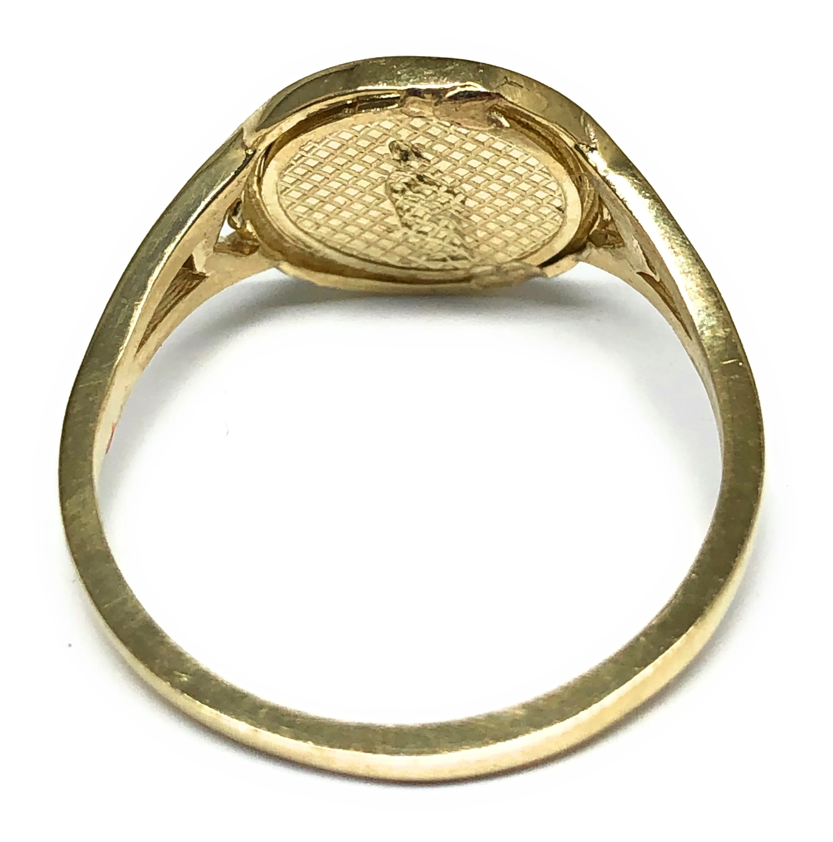 10k Solid Gold Yellow Classic Virrgin Mary Signet Ring - Image 3