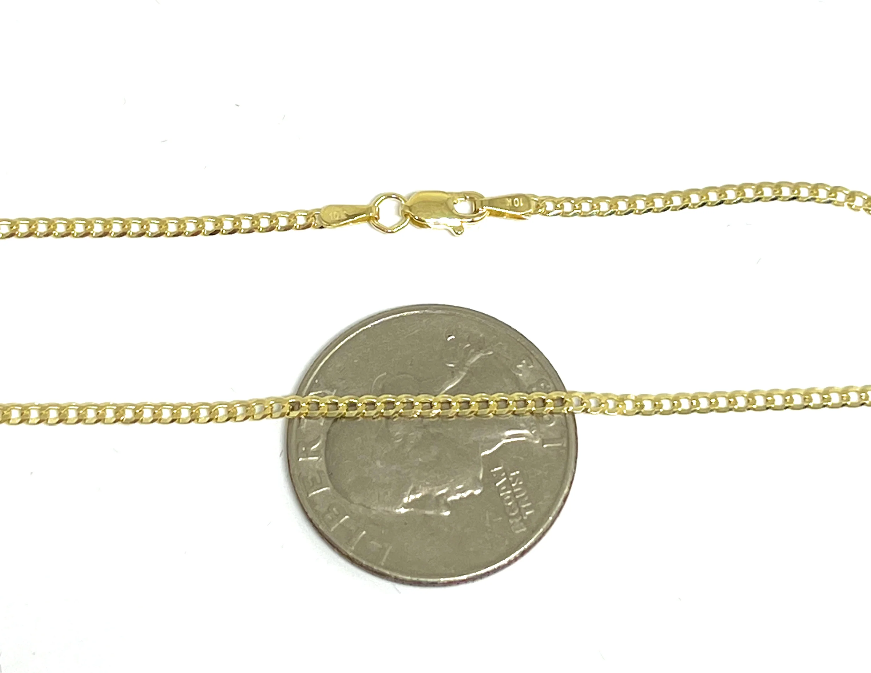 10k Solid Gold Yellow Cuban CURB Link Chain 16-24 inches 2mm (Full Solid Style) - Image 4