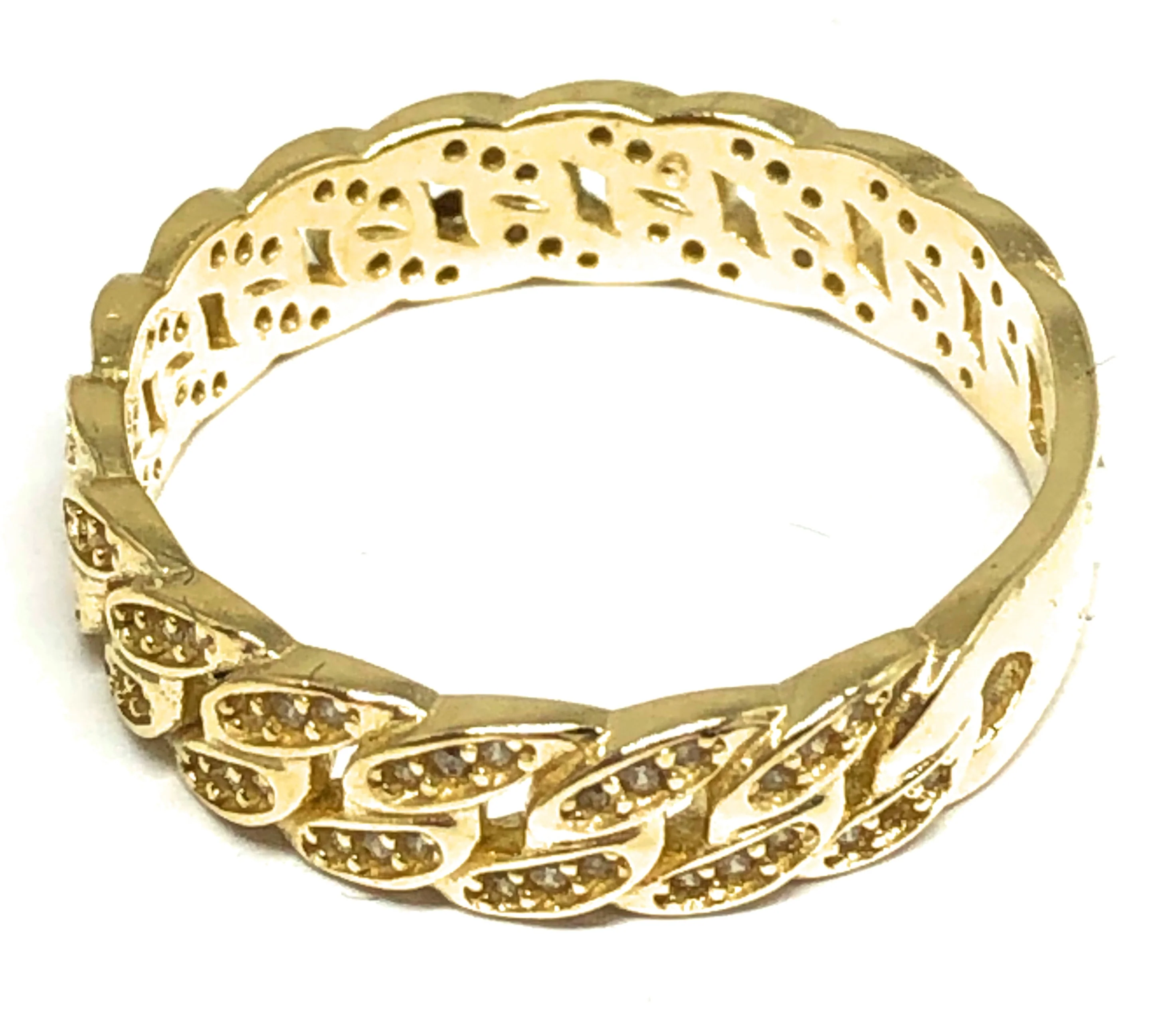 10k Solid Gold Yellow Cuban Link CZ Ring - Image 2