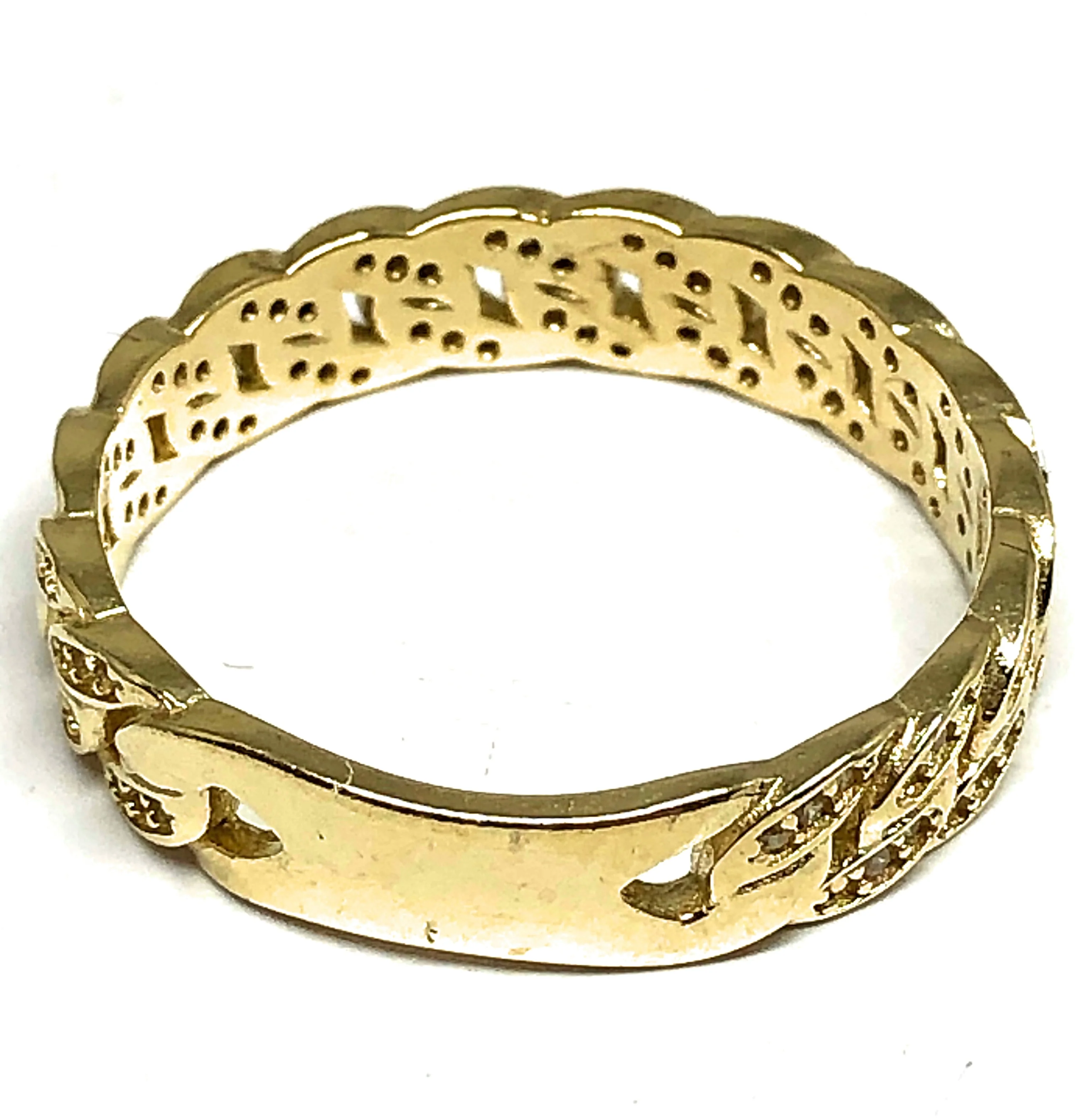 10k Solid Gold Yellow Cuban Link CZ Ring - Image 3