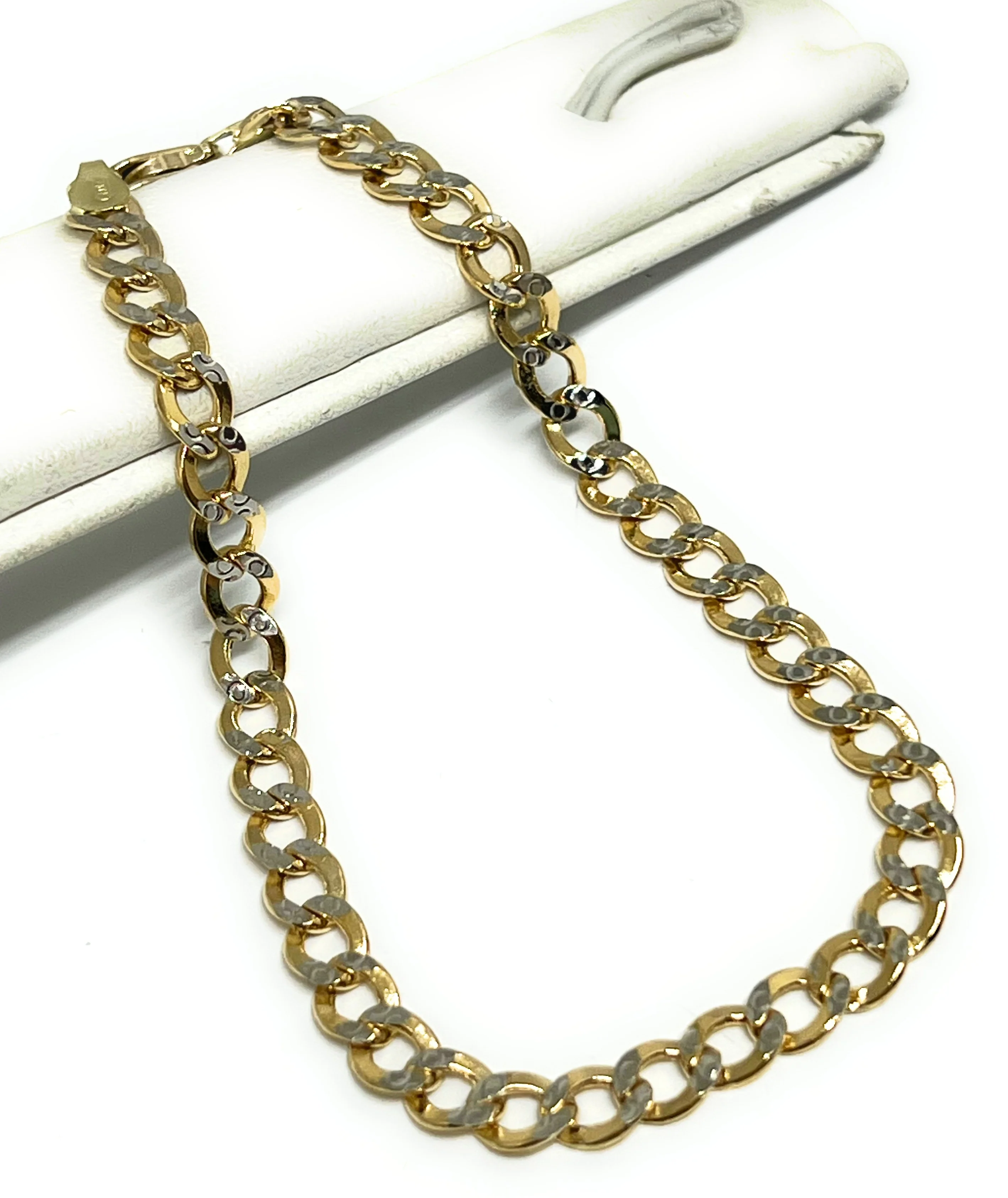 10k Solid Gold Yellow Cuban CURB Link Diamond Cut (White Gold) Brracelet 7-8 inch 5.2mm Width - Image 3
