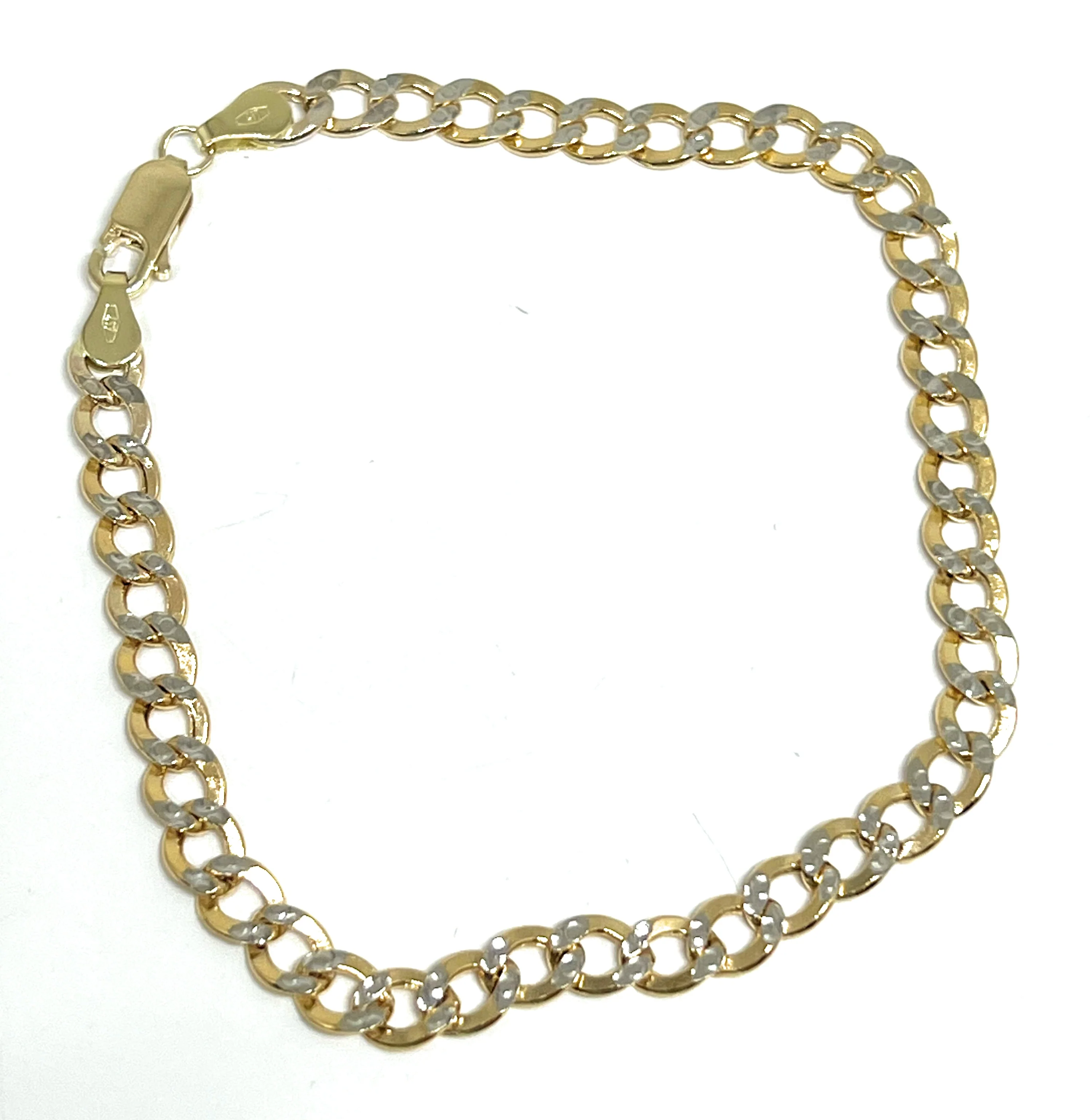 10k Solid Gold Yellow Cuban CURB Link Diamond Cut (White Gold) Brracelet 7-8 inch 5.2mm Width - Image 4