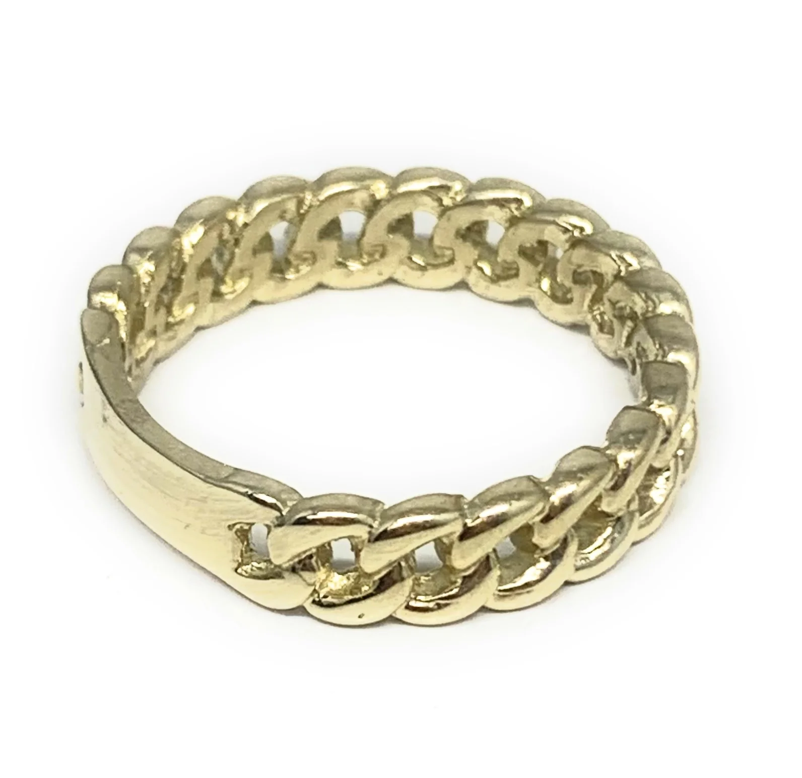 10k Solid Gold Yellow Cuban Link Ring - Image 3