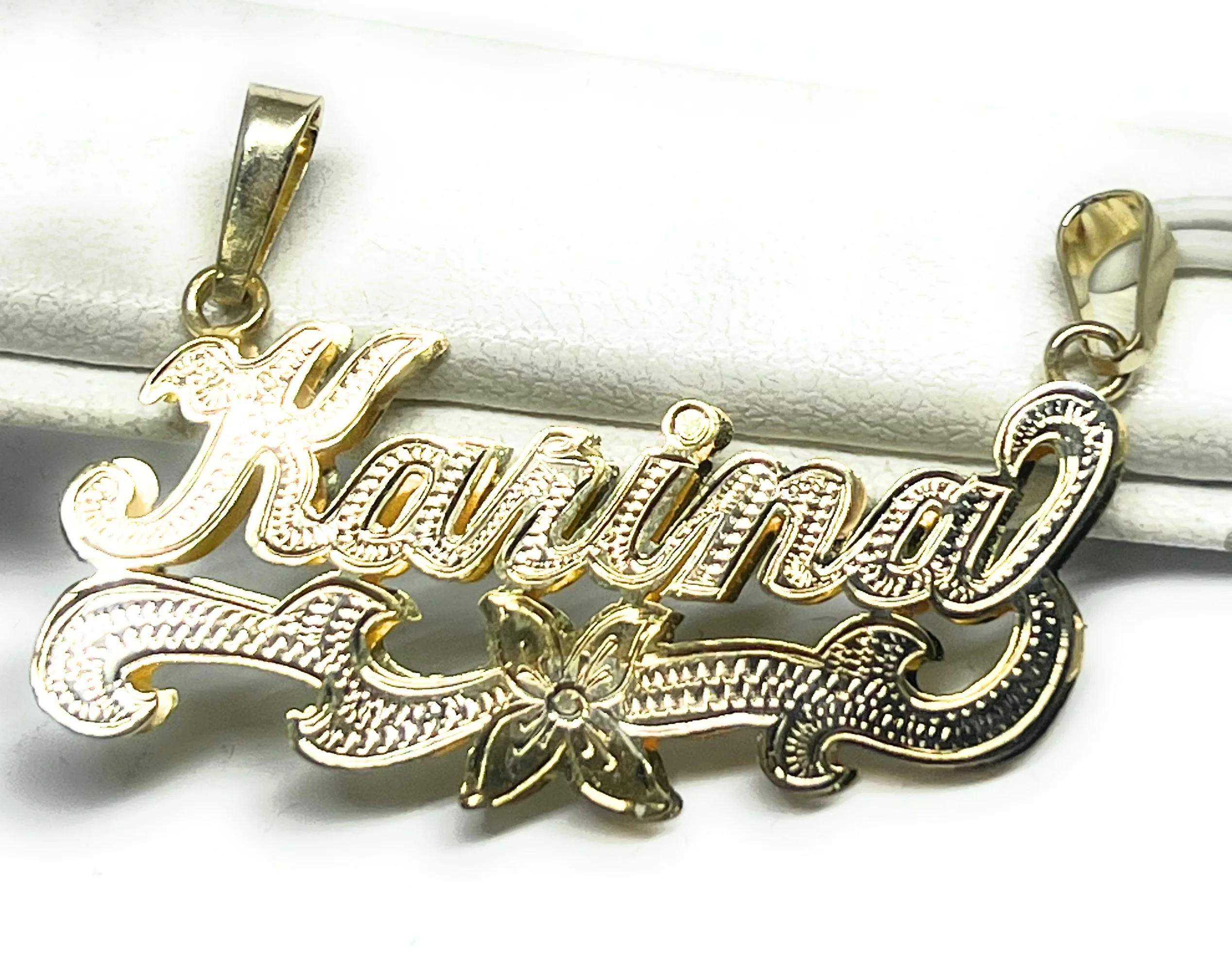 10k Solid Gold Yellow Custom 3D Double Name Illusion (WHITE GOLD OR ALL YELLOW GOLD) Nameplate Pendant Necklace - Image 12