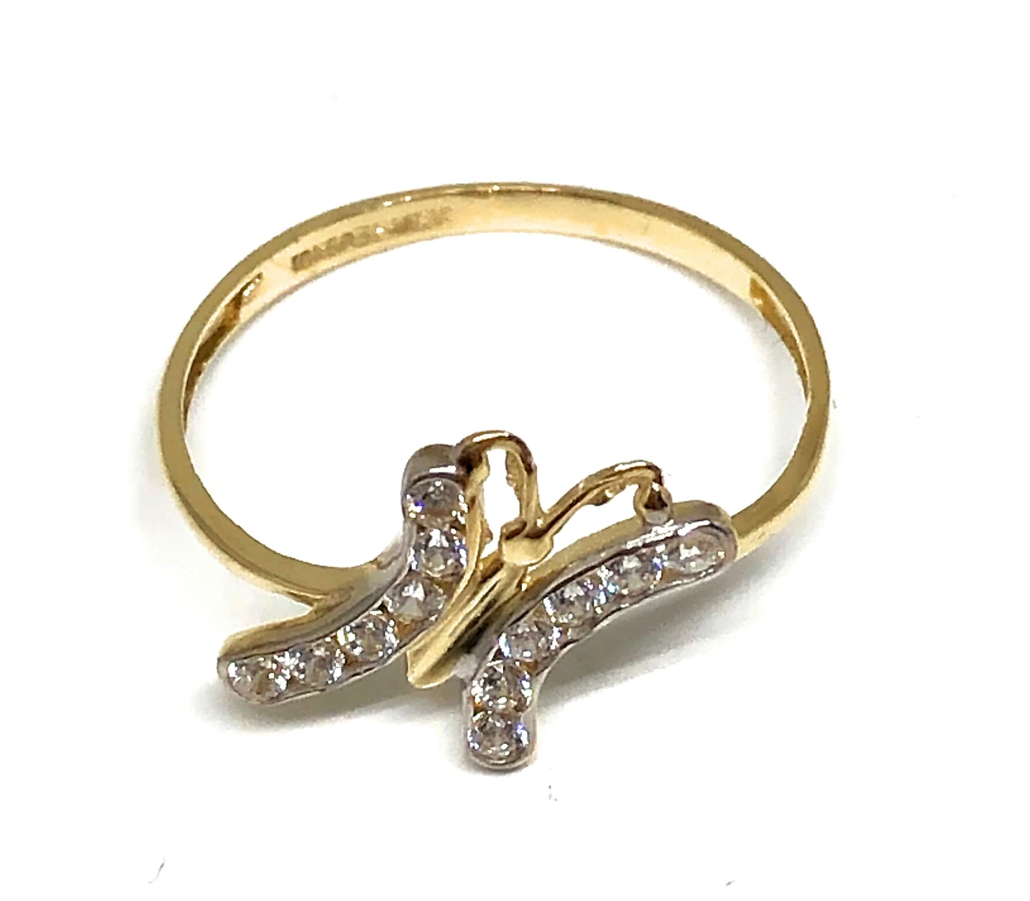 10k Solid Gold Yellow CZ Butterfly Ring