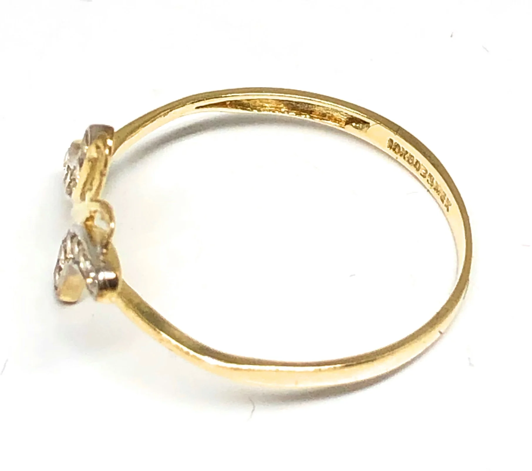 10k Solid Gold Yellow CZ Butterfly Ring - Image 2