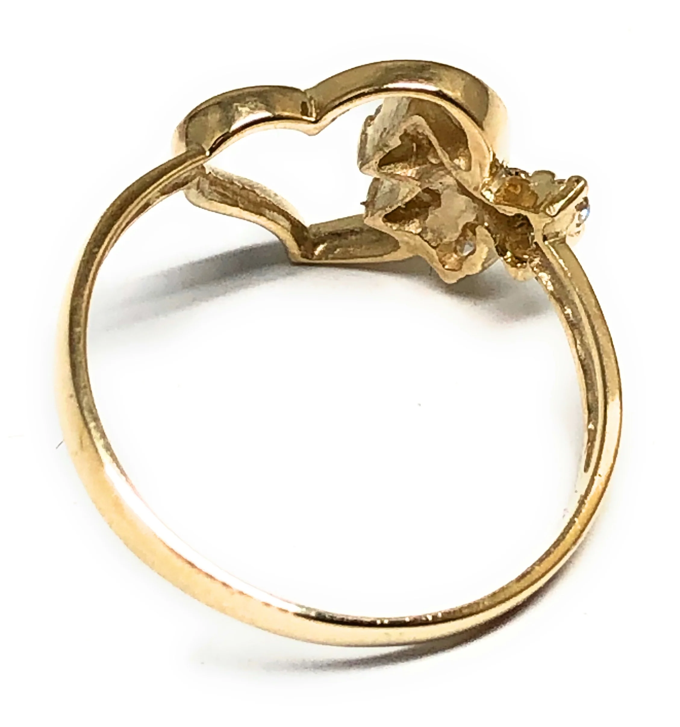 10k Solid Gold Yellow CZ Butterfly Ring - Image 3