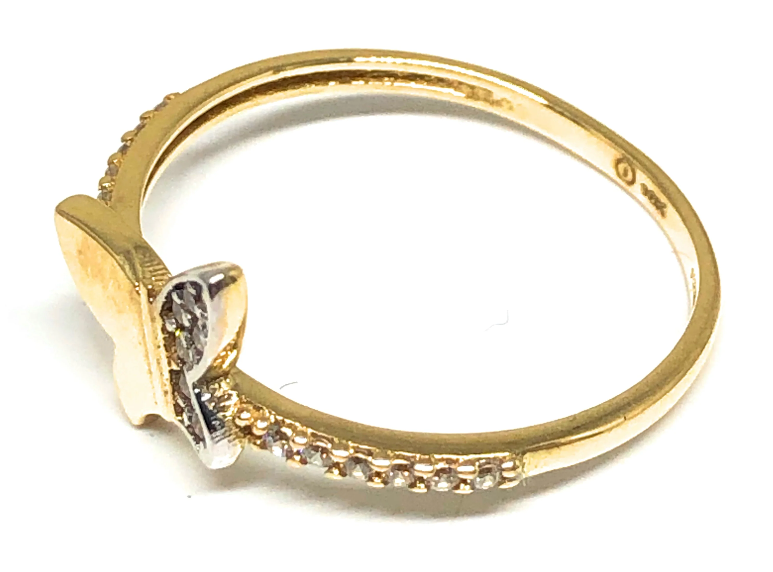 10k Solid Gold Yellow CZ Butterfly Ring - Image 2