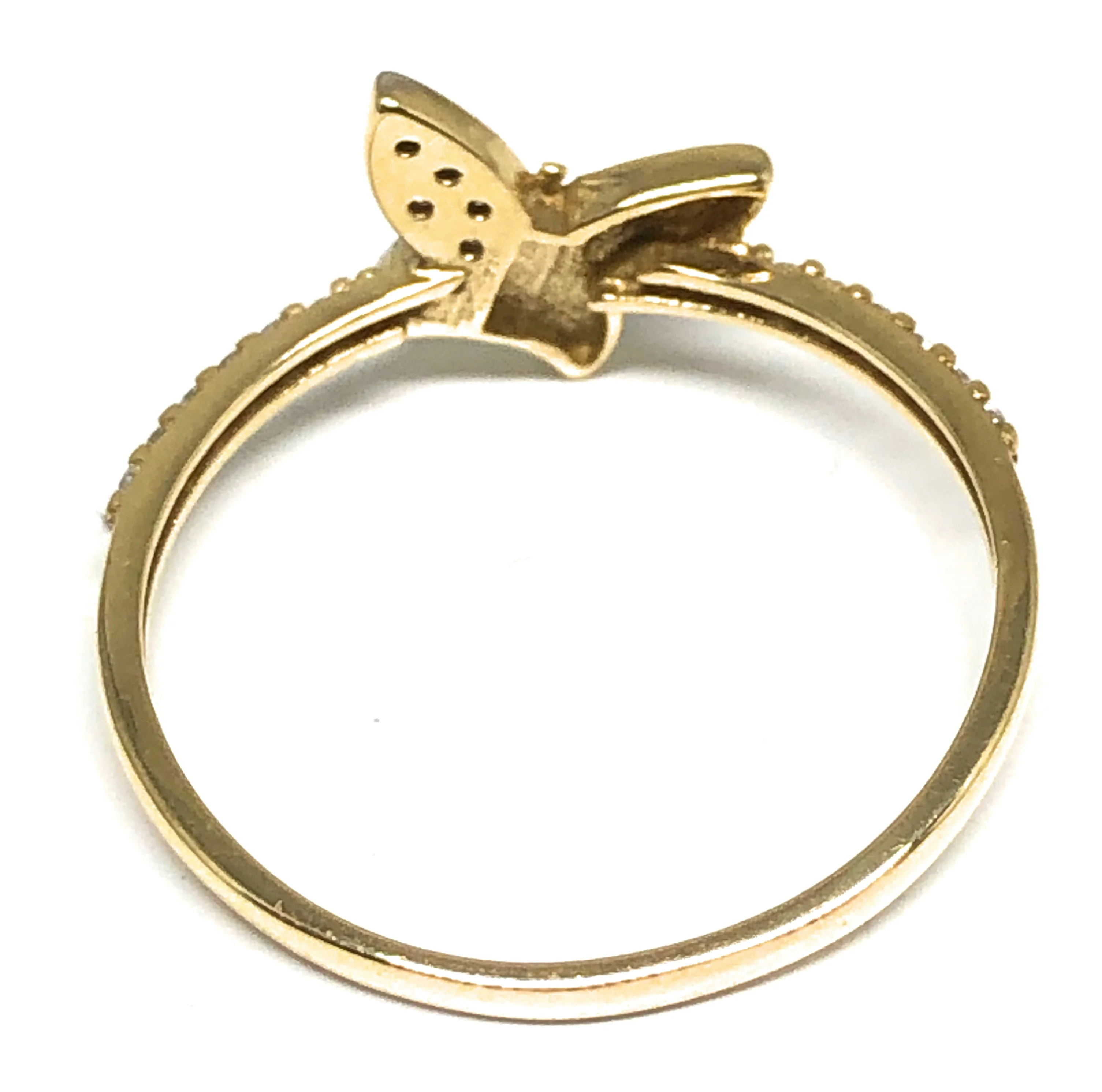 10k Solid Gold Yellow CZ Butterfly Ring - Image 3