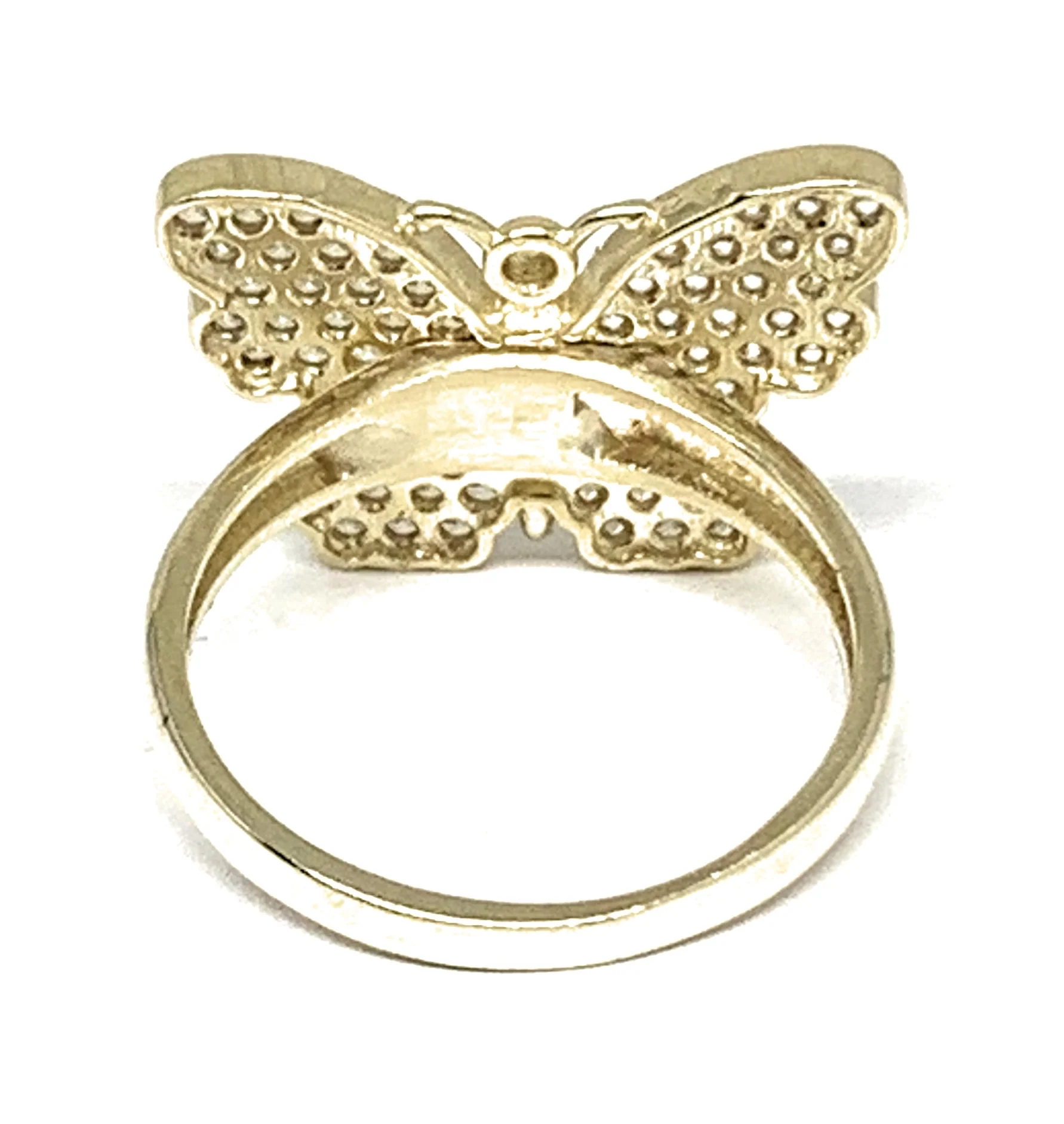10k Solid Gold Yellow CZ Butterfly Ring - Image 3