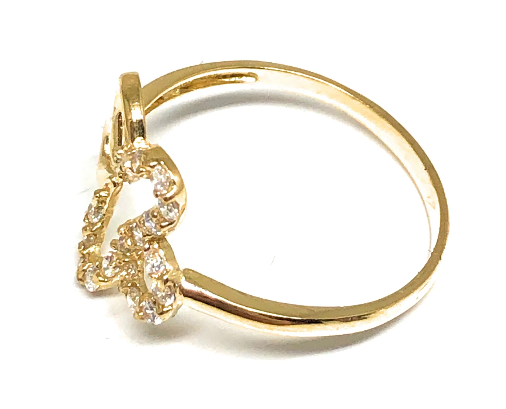 10k Solid Gold Yellow CZ Flower Ring - Image 2