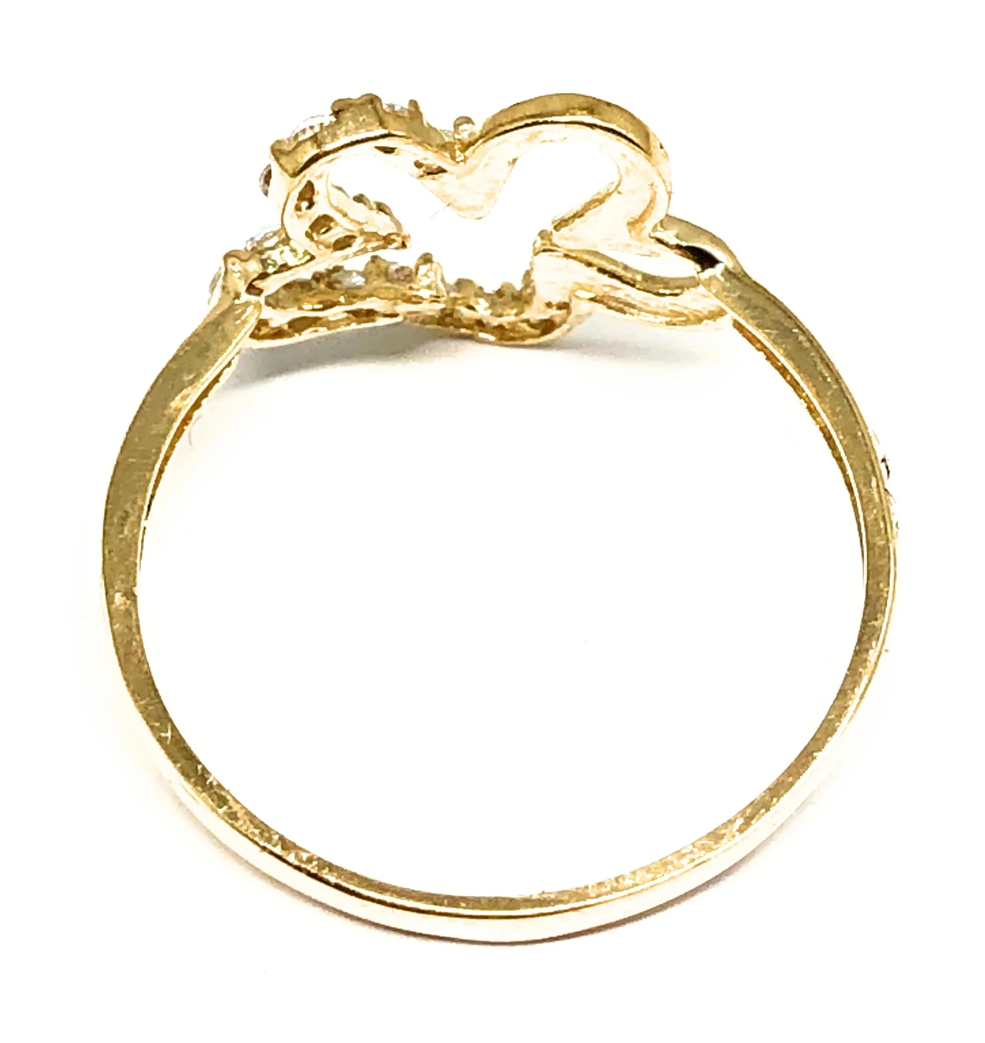 10k Solid Gold Yellow CZ Flower Ring - Image 3