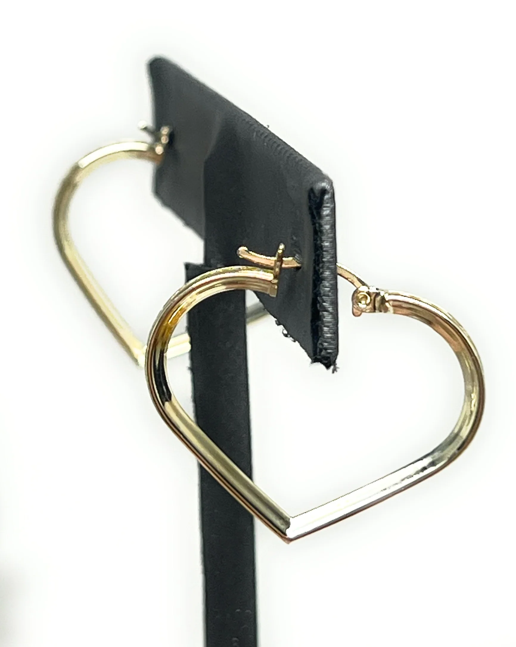 10k Solid Gold Yellow CZ Heart Hoop Earrings Arracadas (SM, MED) - Image 8