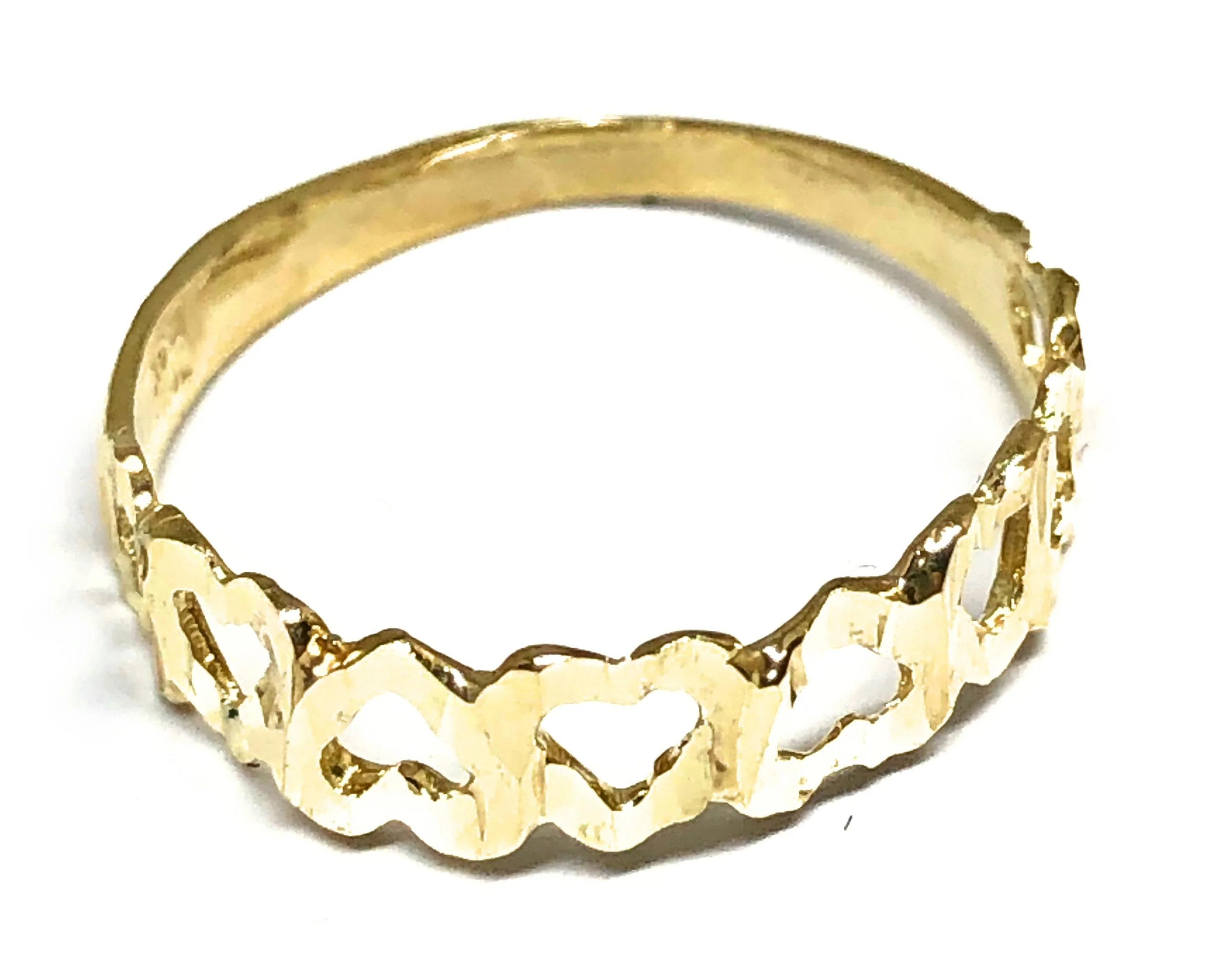 10k Solid Gold Yellow Dainty Heart Band Ring