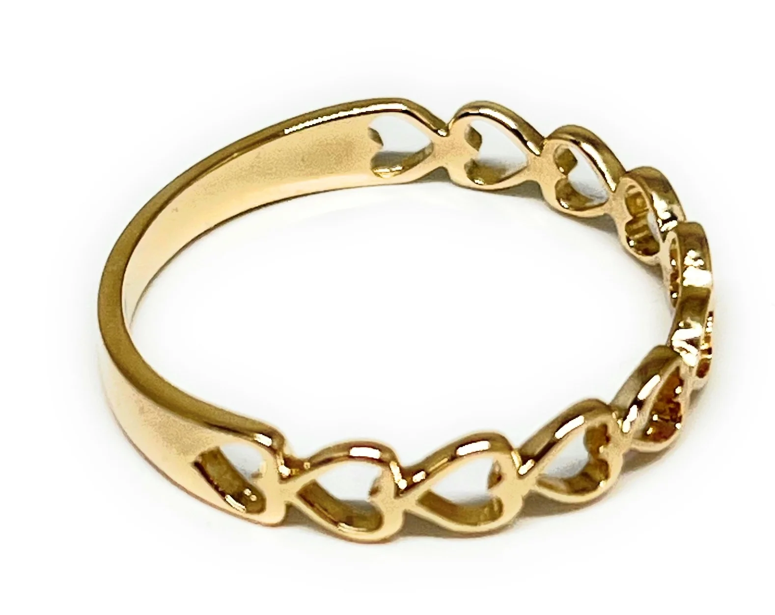 10k Solid Gold Yellow Dainty Heart Band Ring (FC 133) - Image 2