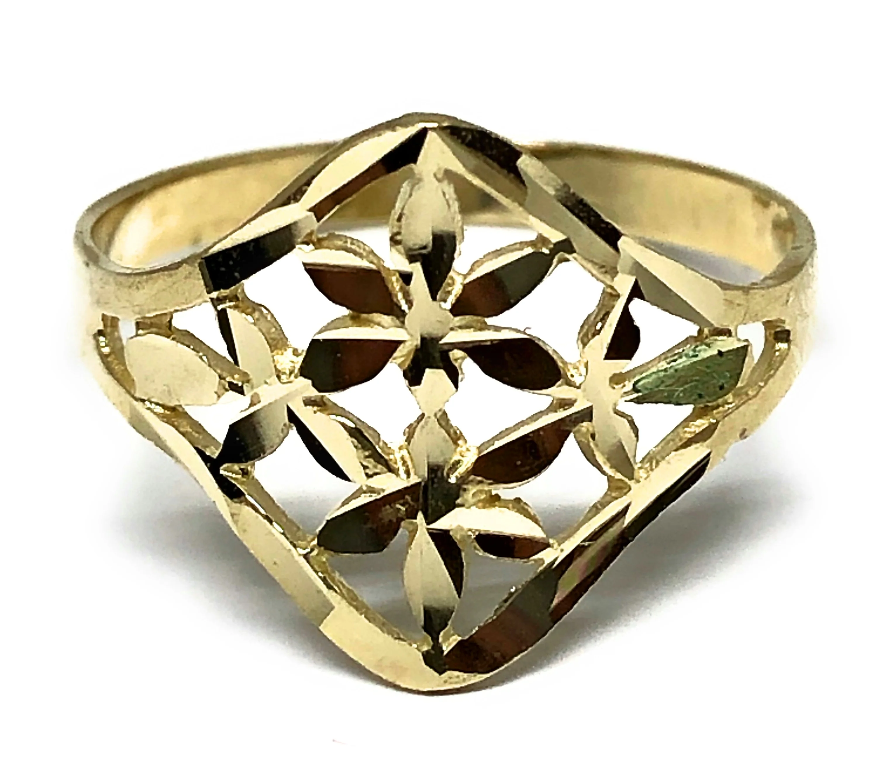 10k Solid Gold Yellow Double Flower Ring